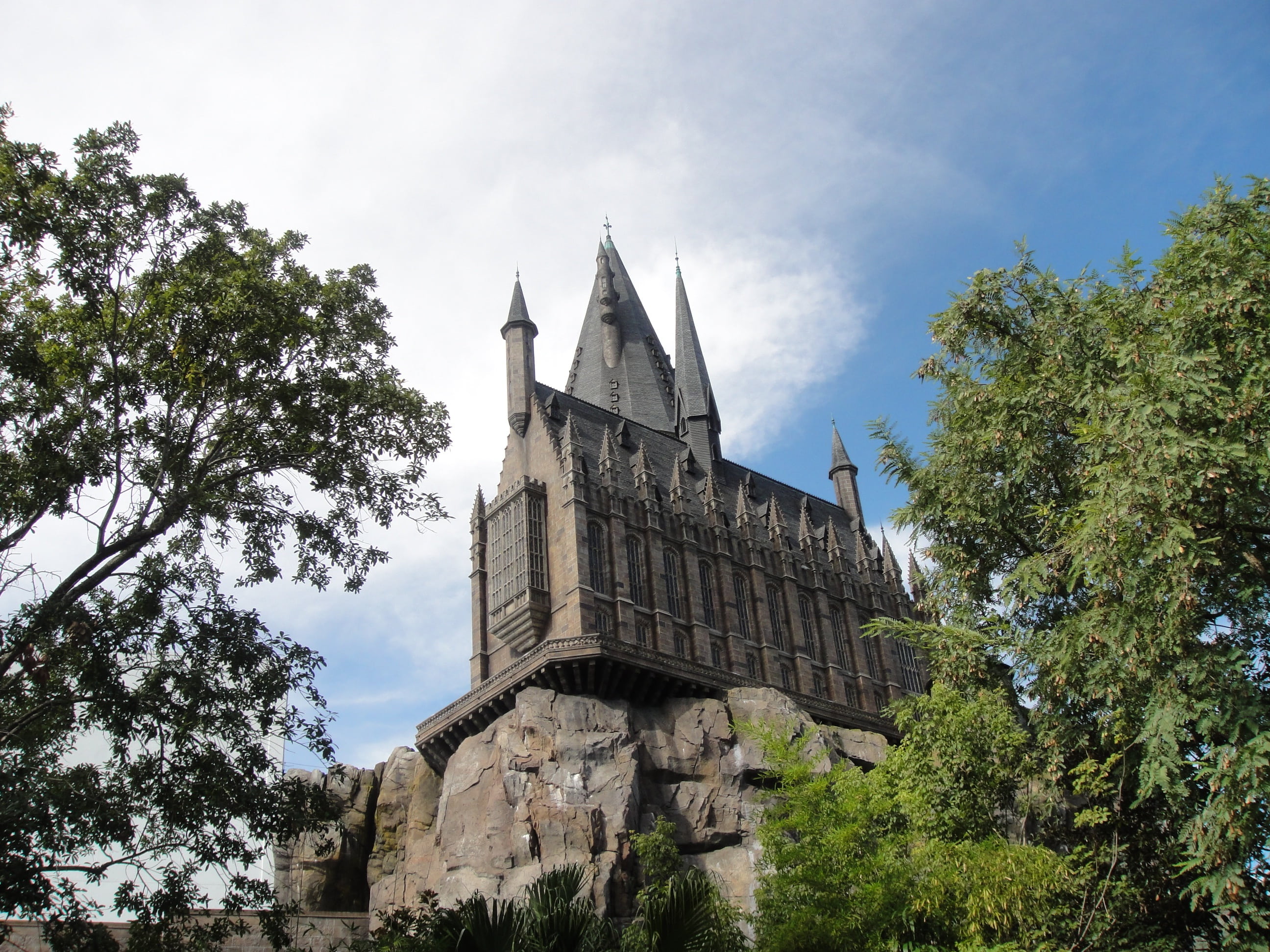 history, tree, gray, sky, the past, painted, spire, plant, harry potter, religion, day, low angle view, famous Place, building exterior, built structure, HD Wallpaper