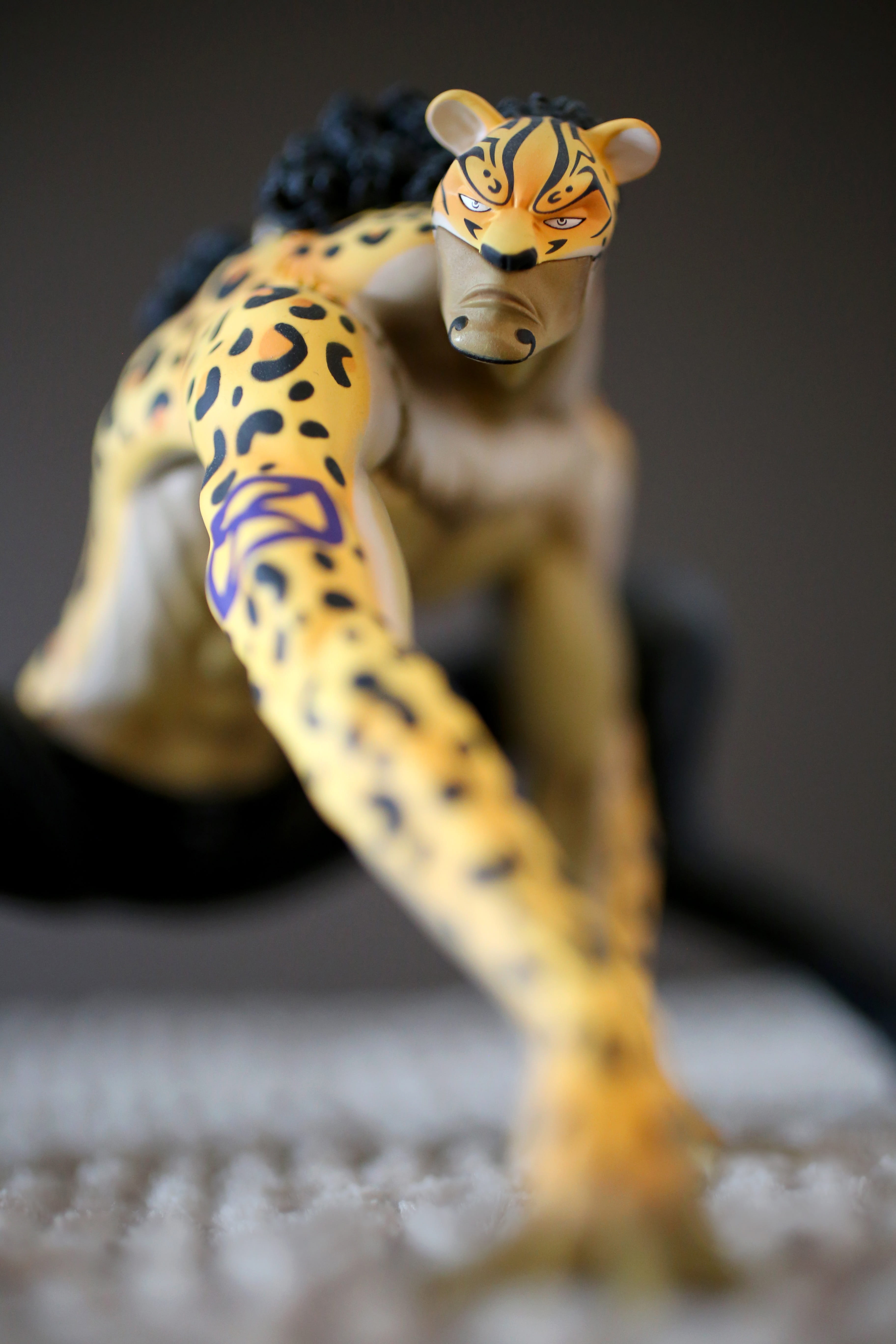 big cat, cosplay, representation, one piece, figure, 5K, creativity, yellow, one animal, stature, fanartikel, selective focus, comic, leopard, indoors, Phone HD Wallpaper