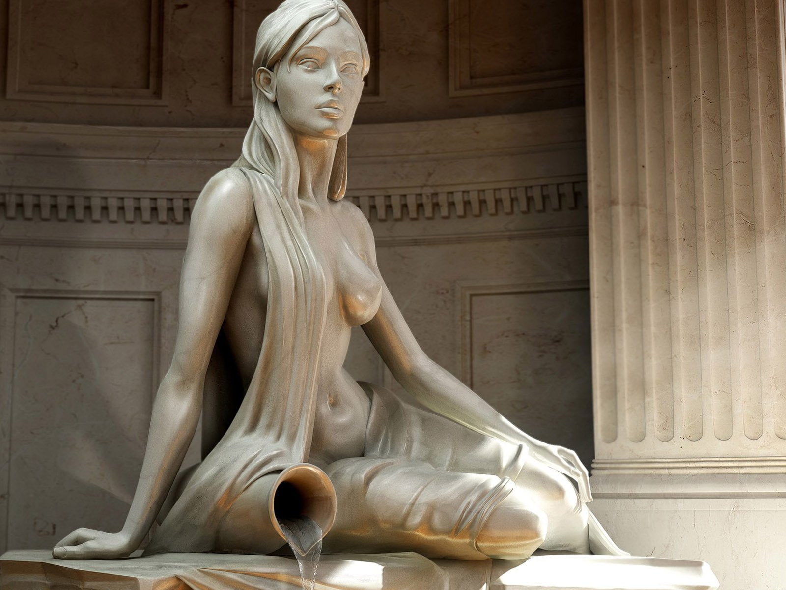 world, chest, lovely, 720P, woman, goddess, beauty, building, structure, stature, arhitecture, HD Wallpaper