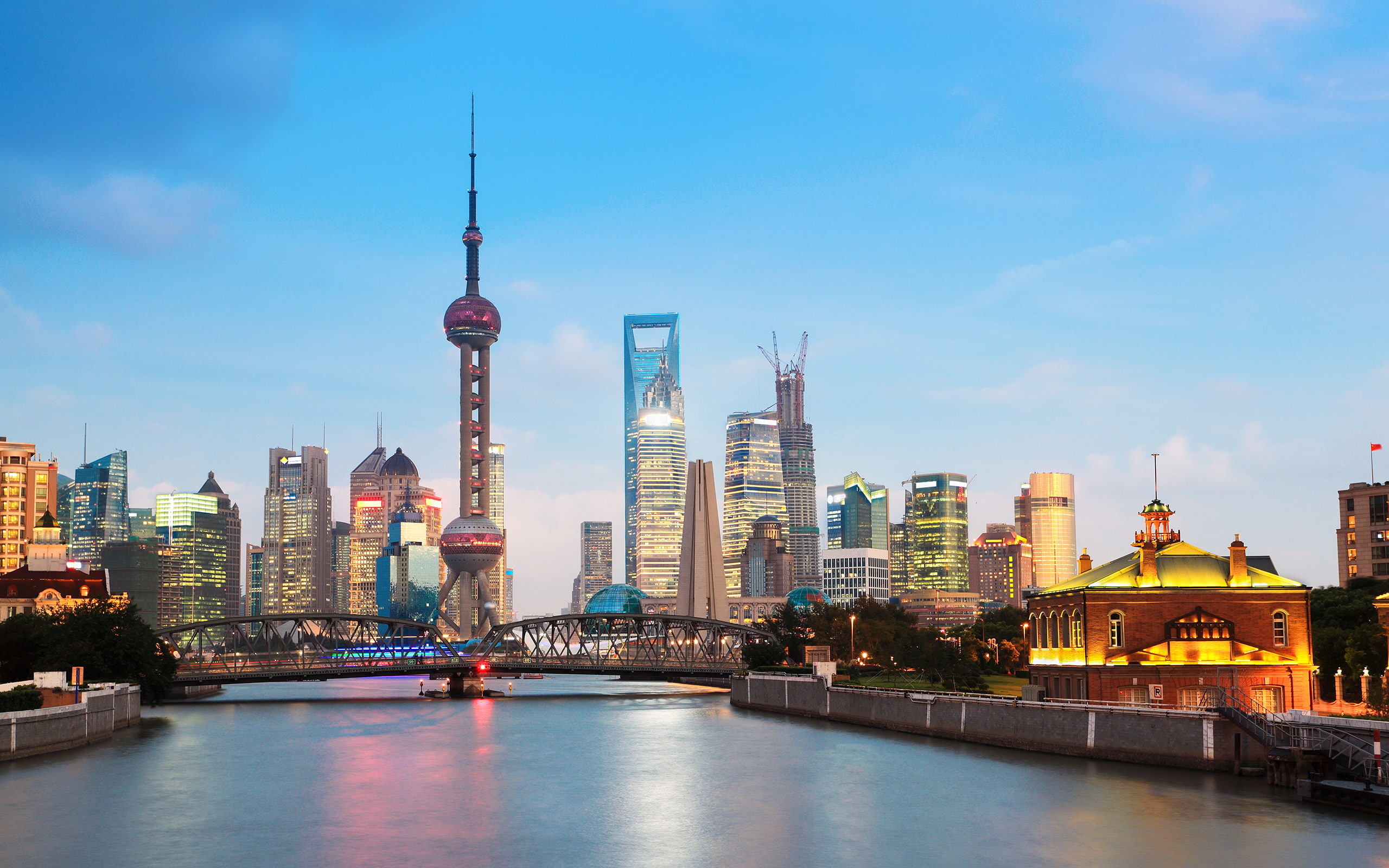 shanghai, 2K, skyscrapers, buildings, cityscape, hd, HD Wallpaper