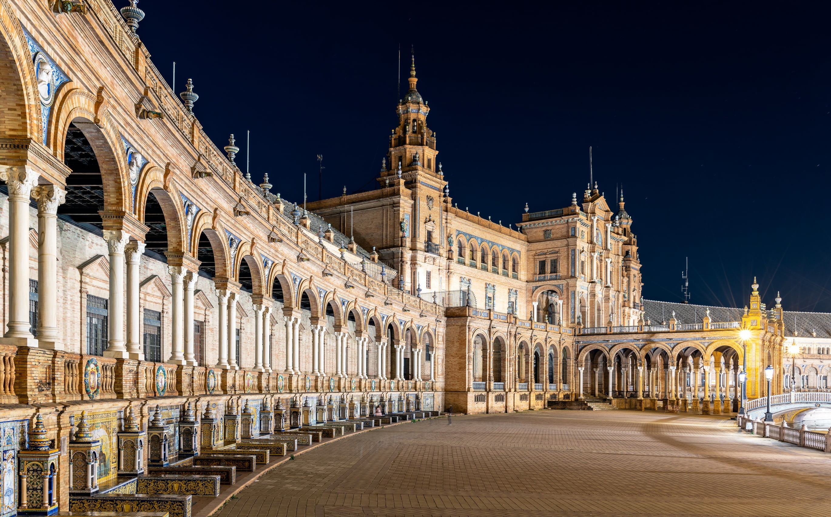 Madrid, night, 2K, the city, Plaza of Spain, HD Wallpaper