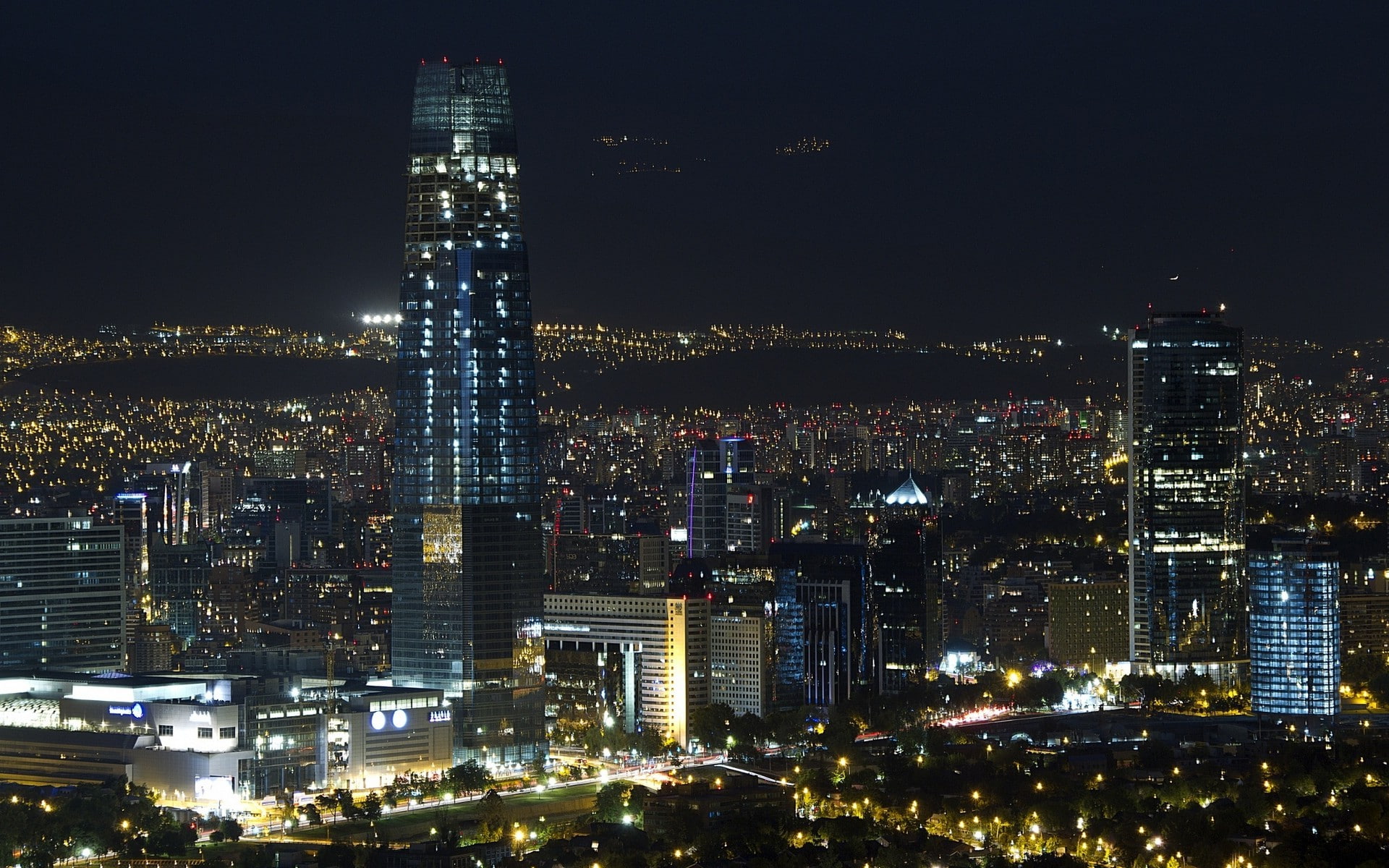 office building exterior, Metropolis, crowded, apartment, outdoors, tall - high, illuminated, tower, city, nature, Skyscraper, Lights, financial district, HD Wallpaper
