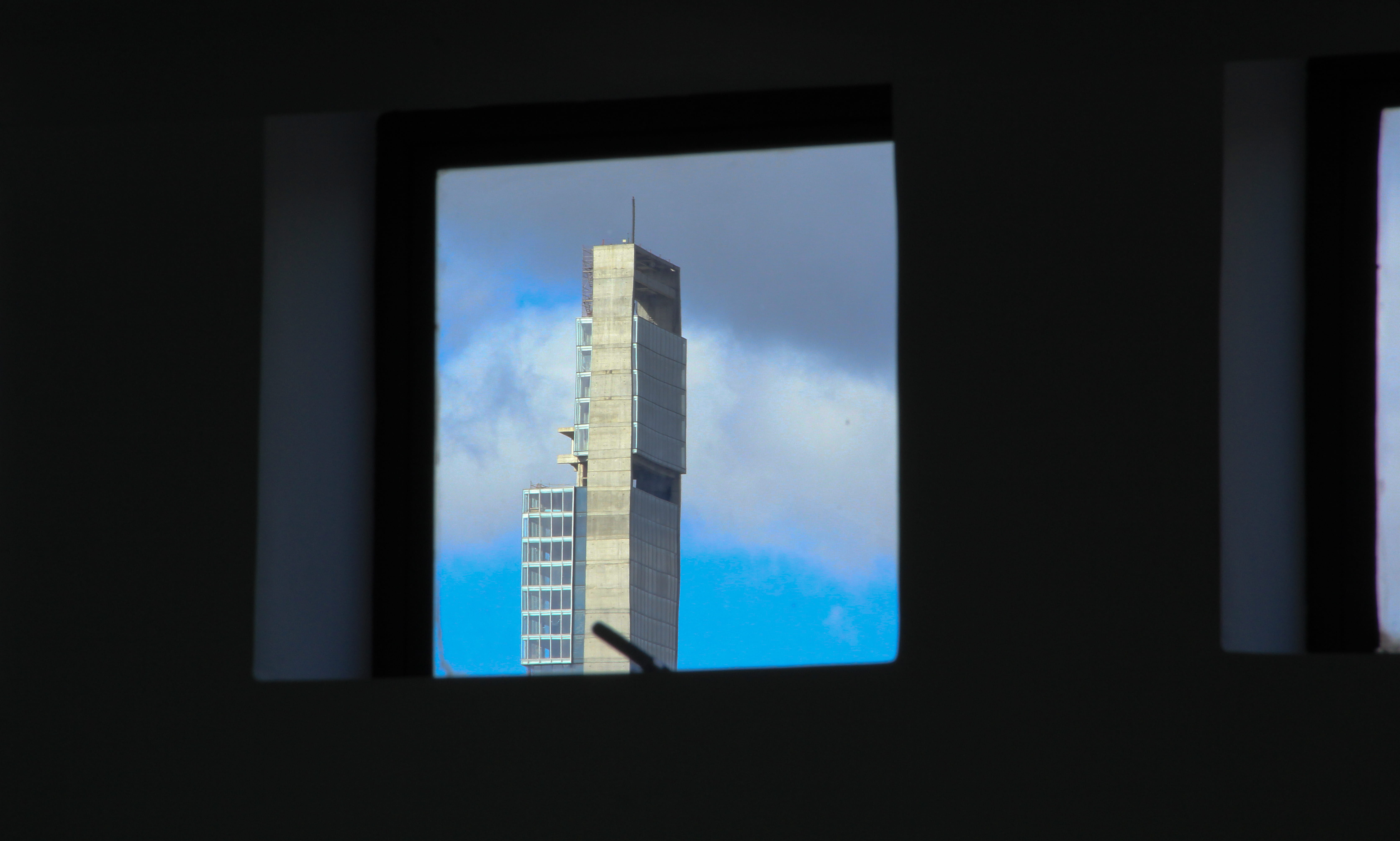 town, outdoors, rise, office building exterior, sky, glass - material, display, bacatá, urban, bogotá, nature, rascacielos, throught, city, gray, built structure, HD Wallpaper