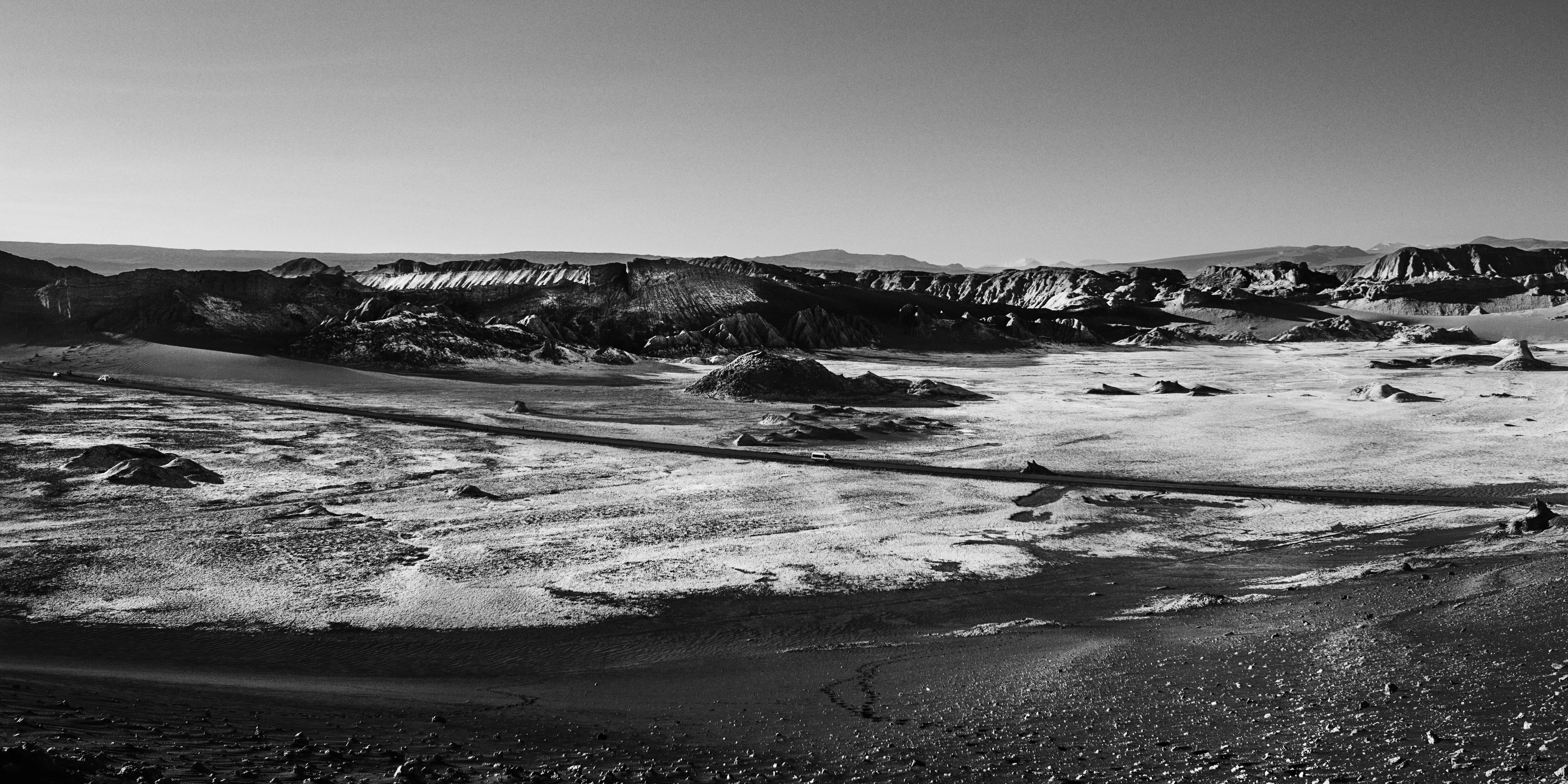 salt, 5K, lagoon, black and white, scenics - nature, beauty in nature, no people, travel, day, nature, desert, environment, tranquil scene, sky, water, HD Wallpaper