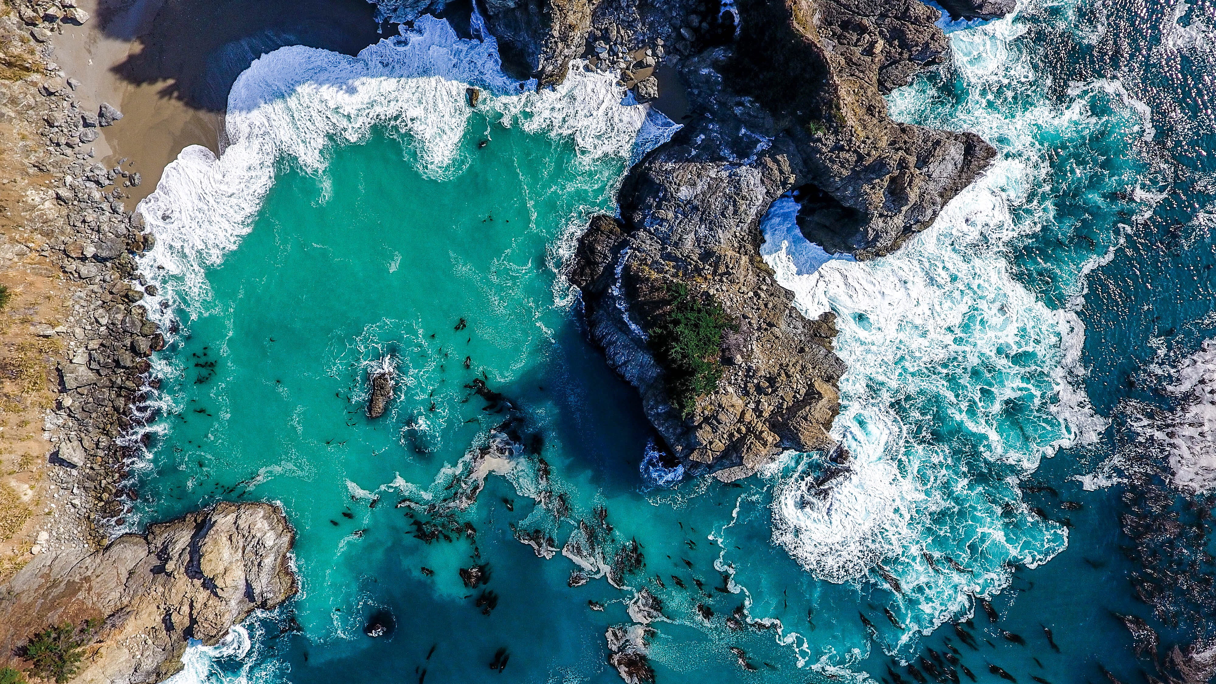 sea, lagoon, drone view, coast, beach, landscape, beauty in nature, water, aerial, photography, turquoise colored, tranquility, scenics - nature, shoreline, HD Wallpaper