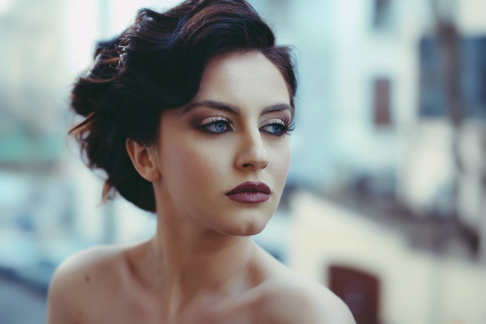 portrait, young Adult, copy Space, classy, only Women, females, modern, makeup, people, cute, long Hair, lisptick, headshot, candid, beauty Product, sensuality, HD Wallpaper