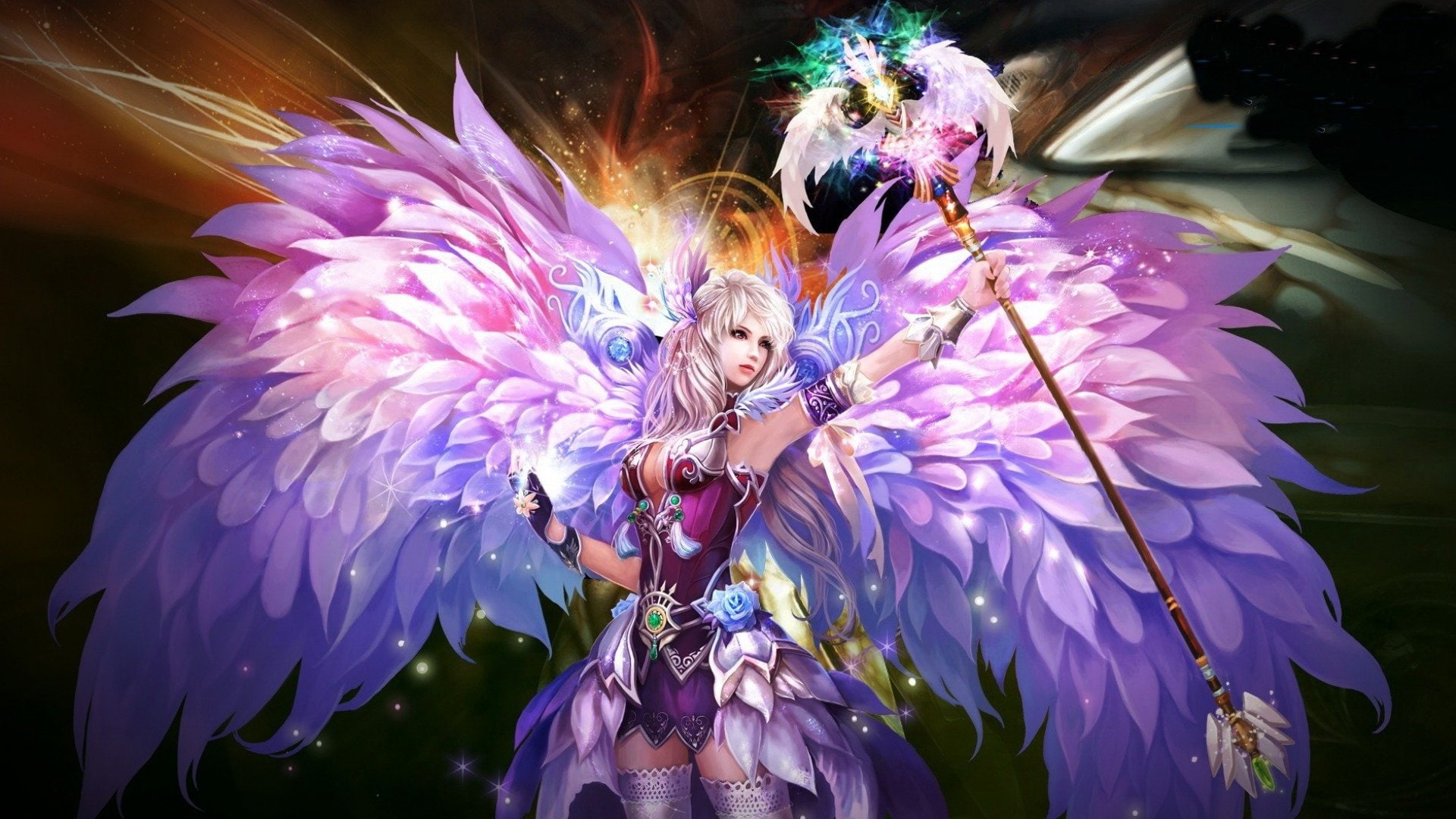 Video Game, 1080P, Angel, Perfect World, Purple, Wings, Fantasy, Woman, HD Wallpaper