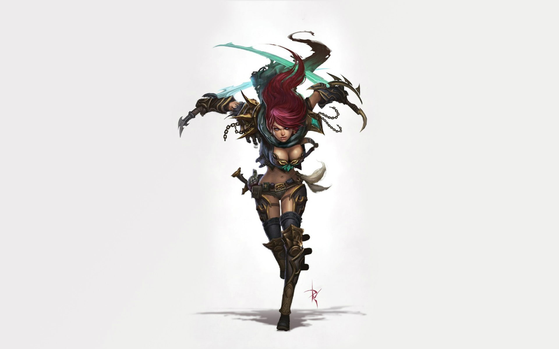 backgrounds, weapons, online, Katarina, cut out, game, red, female, isolated, single Object, decoration, close-up, League of Legends, multi colored, HD Wallpaper