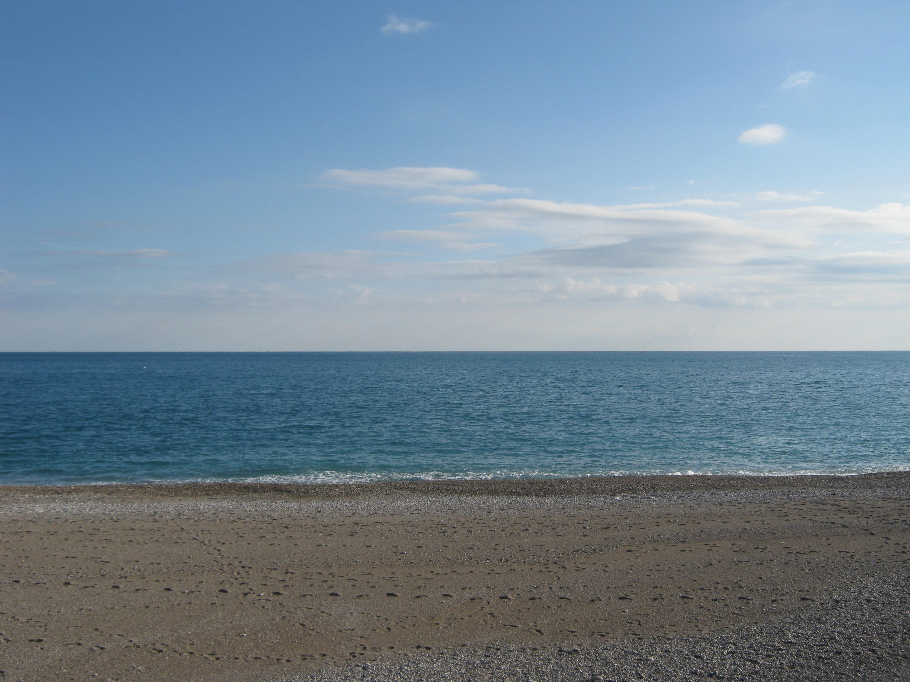 horizon line, sunset, 2K, nature, solar, day, cloud - sky, horizon over water, land, beach, sea, blue, no people, tranquility, antalya mediterranean, antalya, HD Wallpaper