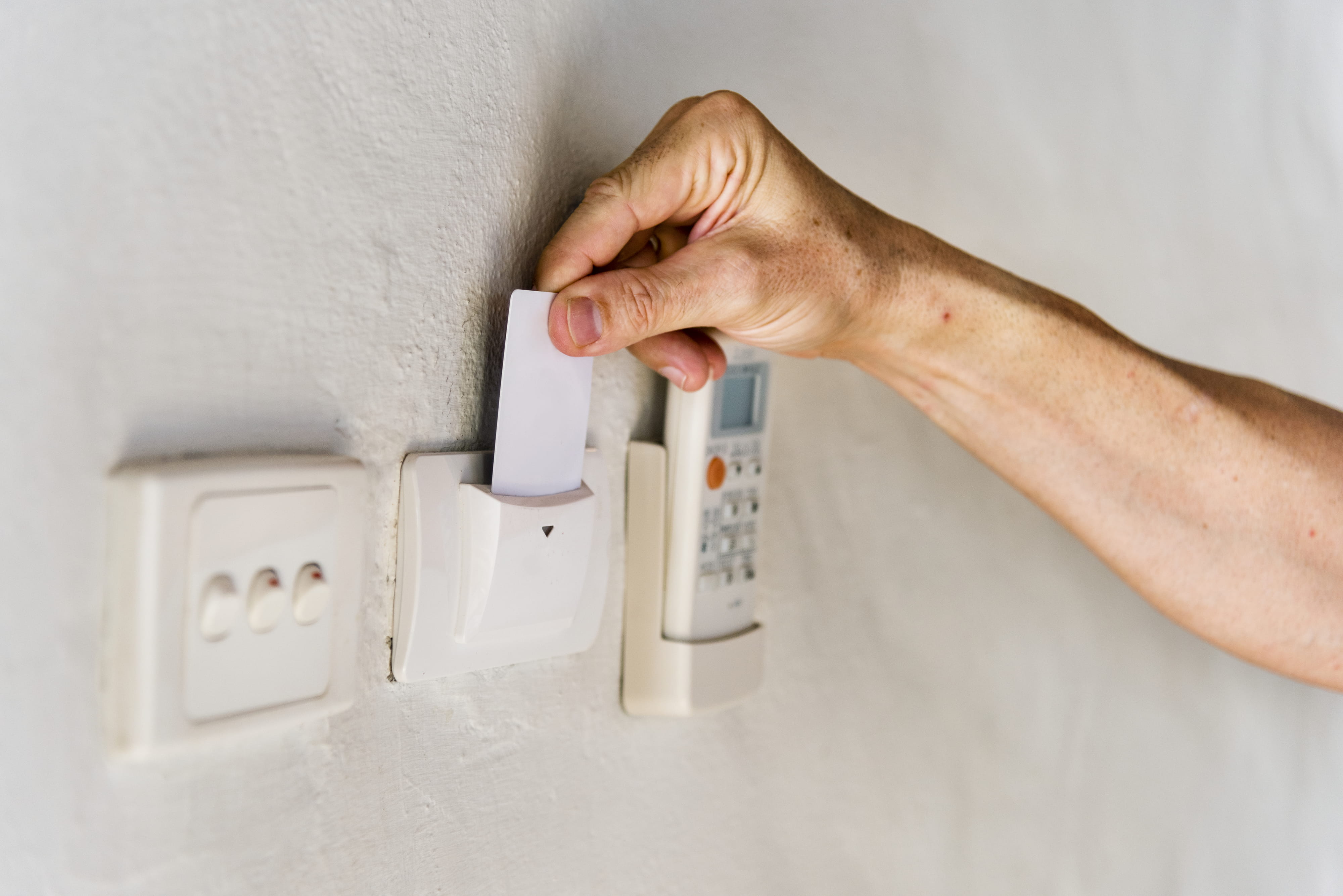 electricity, person, equipment, thermostat, adult, indoors, finger, electrical equipment, push button, human hand, insert, hand, keycard, adjusting, access, HD Wallpaper
