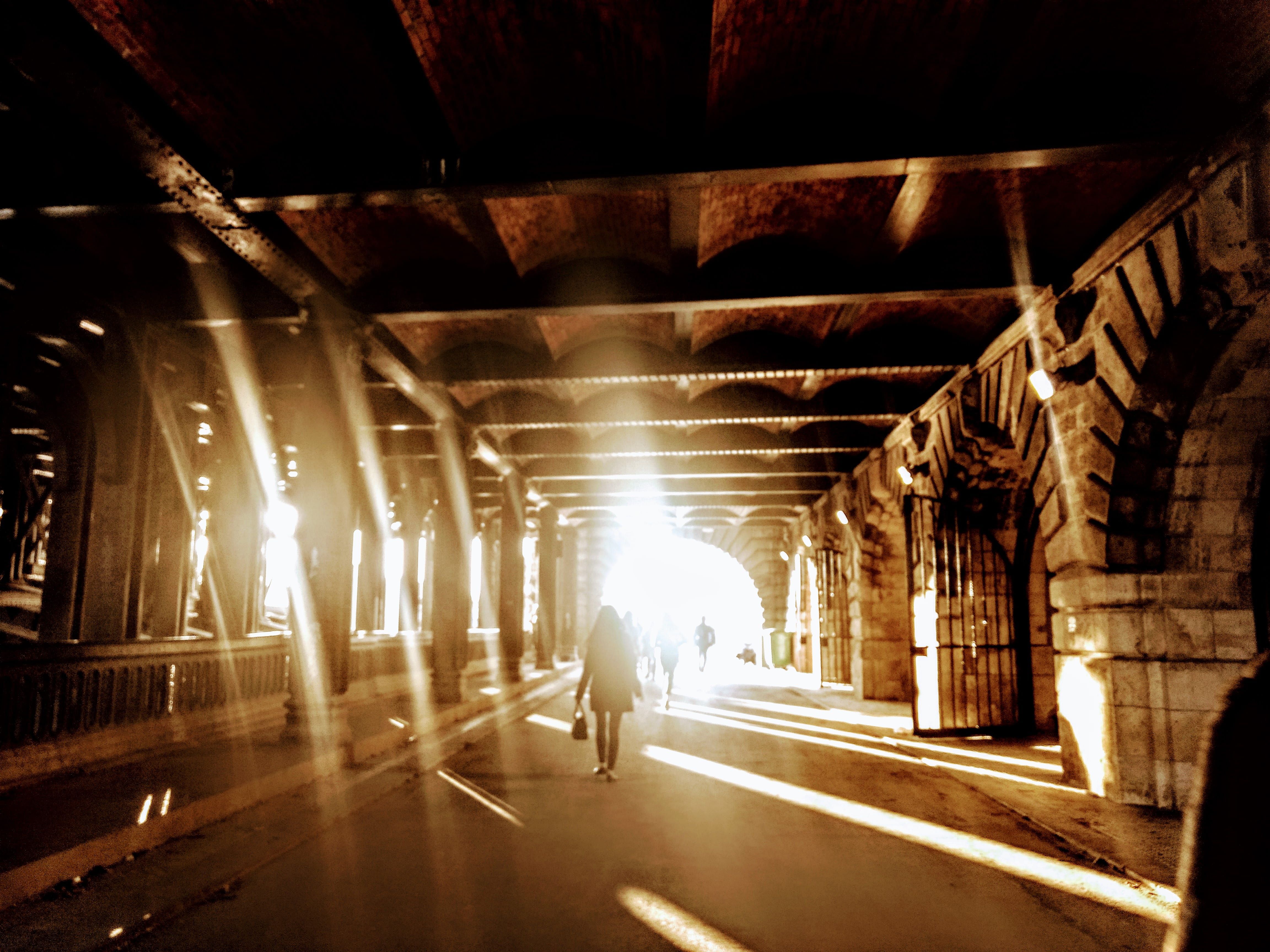 daytime, silhouette, walking, adult, indoors, 4K, invalide, paris, bridge, two people, direction, city, lens flare, connection, illuminated, built structure, HD Wallpaper