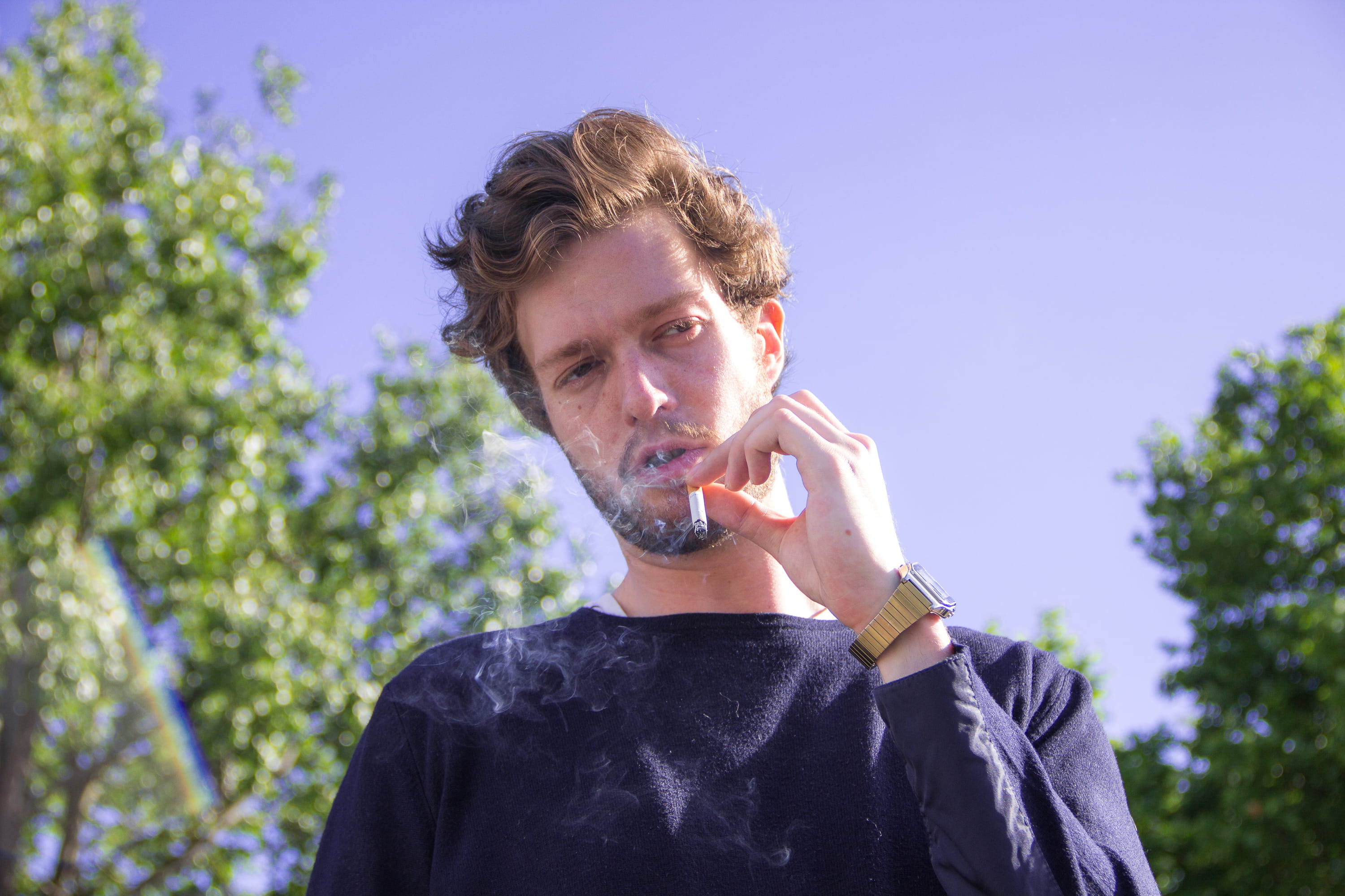 facial hair, tree, nature, plant, holding, casual clothing, social issues, invalides, 2K, headshot, front view, adult, paris, young men, beard, day, men, HD Wallpaper
