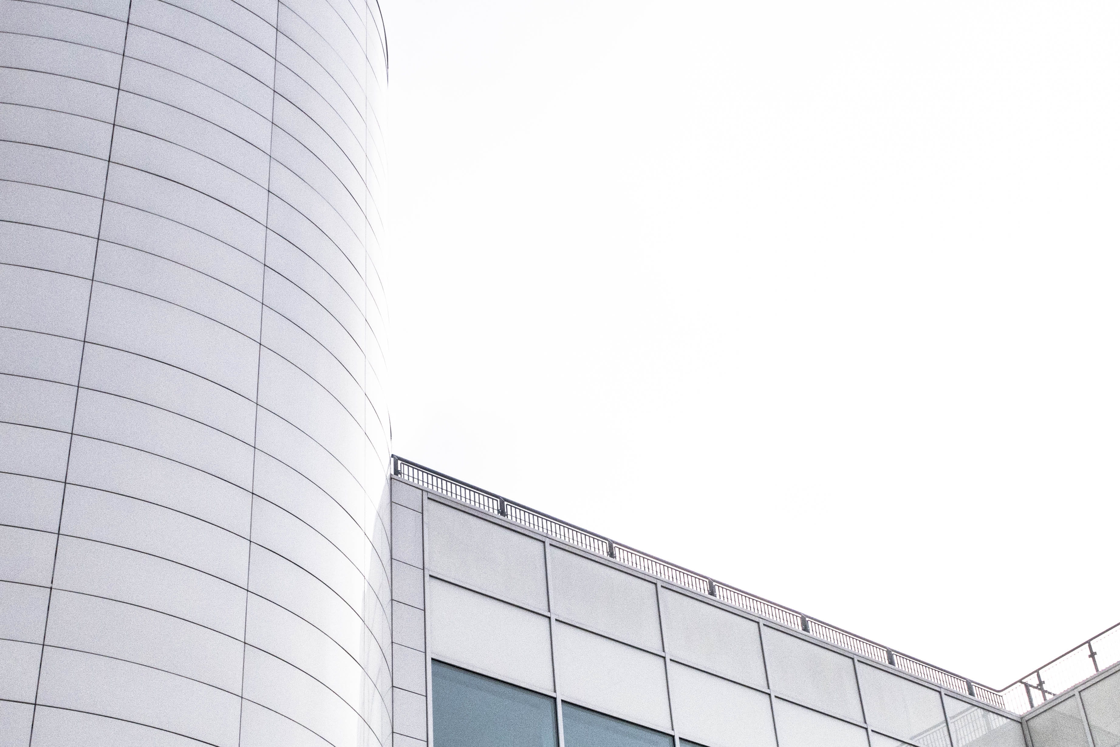 outdoors, copy space, white, day, urban, glass, building, lines, windows, rise, no people, clear sky, nature, city, metal, modern, high, 2K, factory, sky, HD Wallpaper