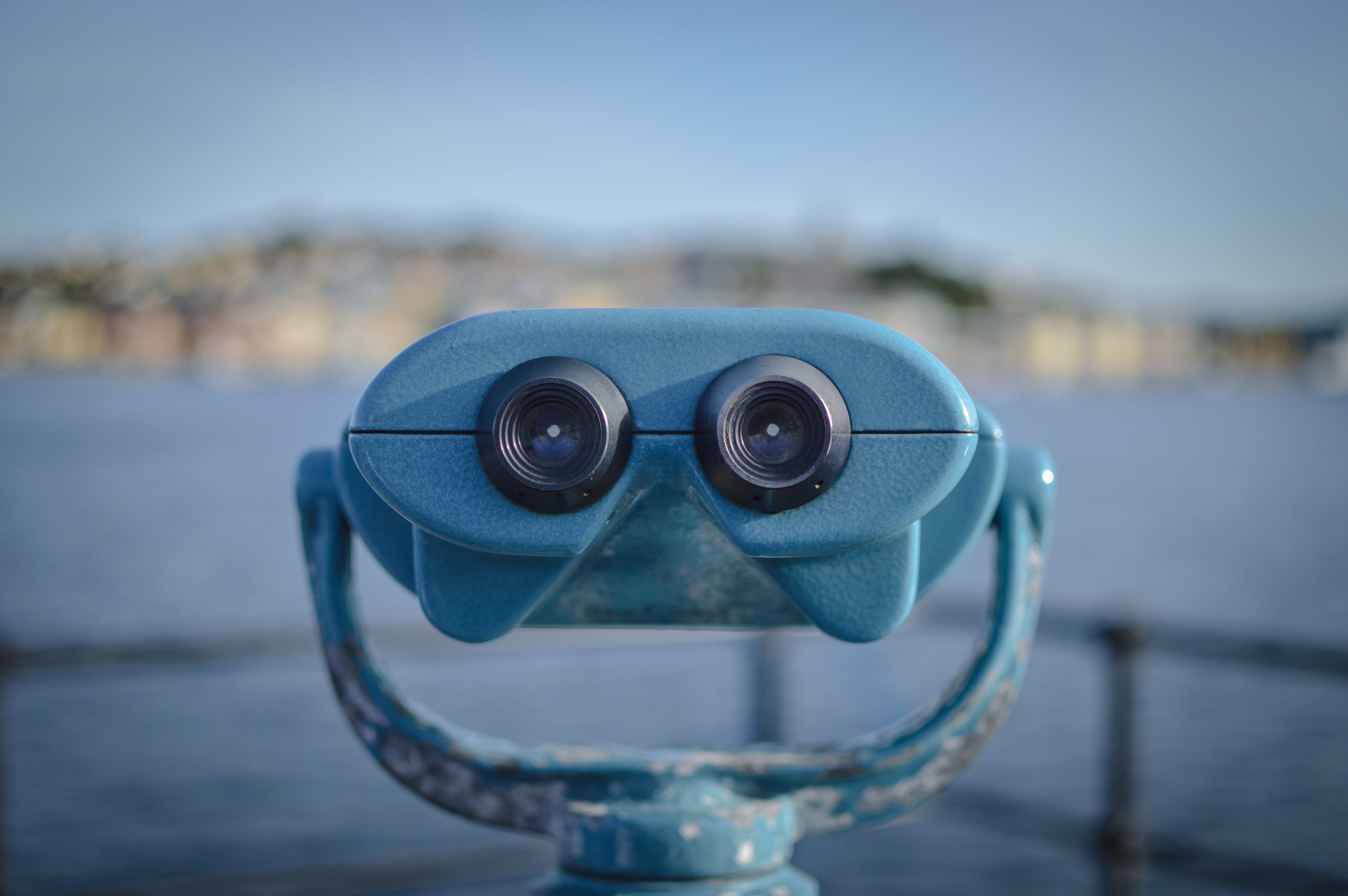 hand-held telescope, 5K, coast, binoculars, kristiansund, water, metal, no people, outdoors, nature, exploration, city, focus on foreground, surveillance, HD Wallpaper