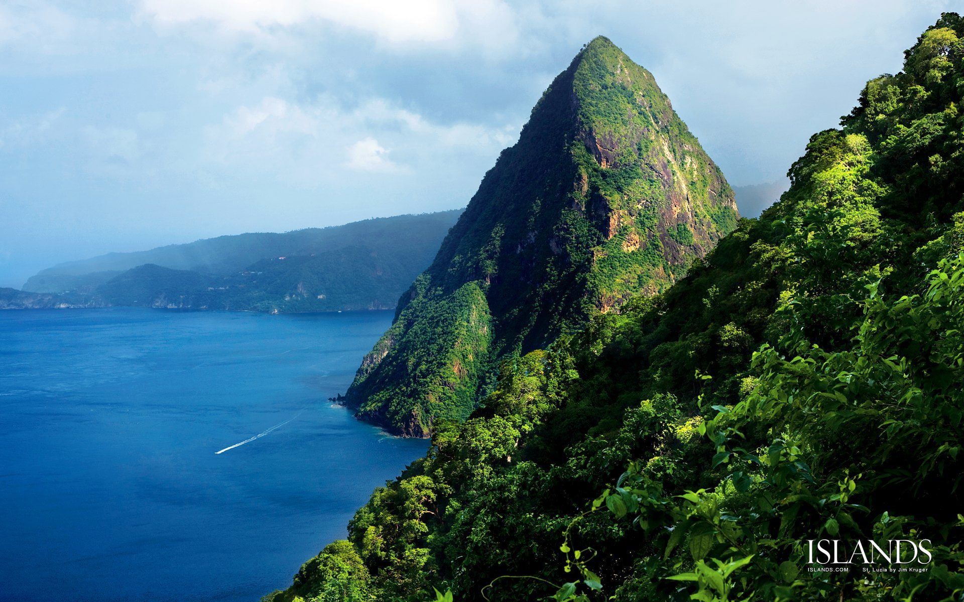 Sea, 1080P, St. Lucia, Earth, Ocean, Coast, Rock, Green, HD Wallpaper