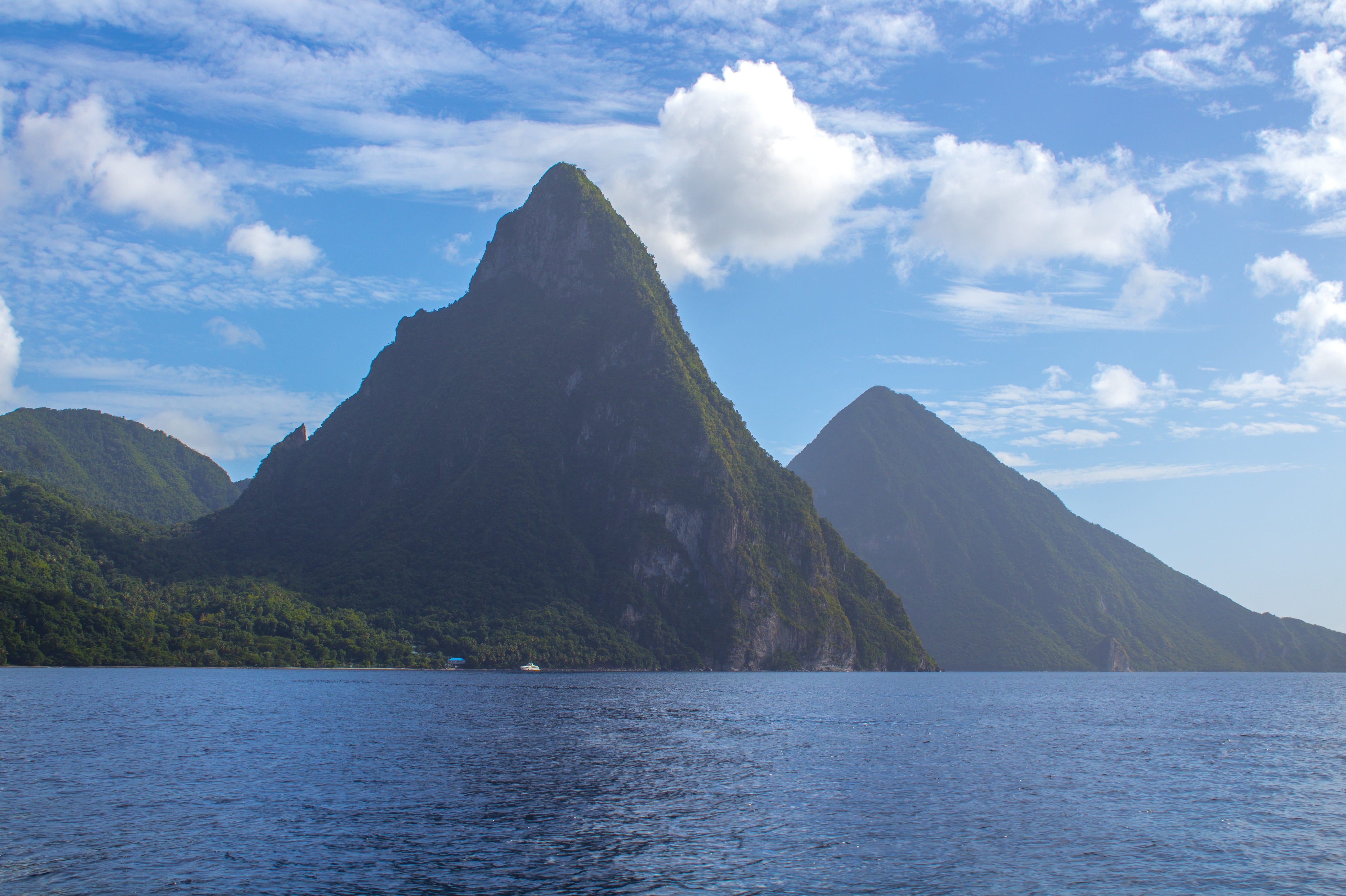 scenics - nature, sea, sky, mountain, water, tranquility, cloud - sky, outdoors, beauty in nature, tranquil scene, idyllic, travel, caribbean, day, remote, HD Wallpaper