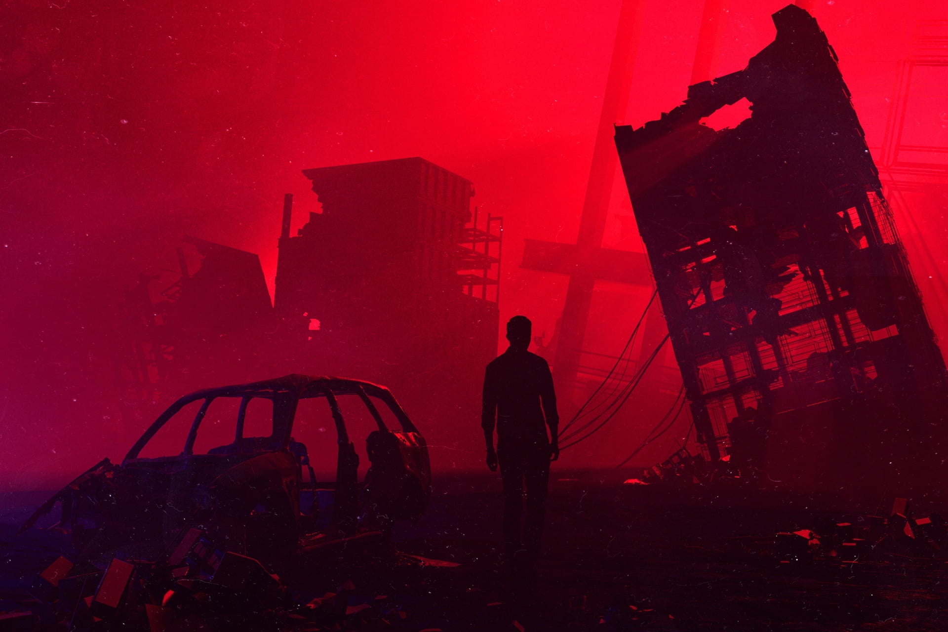Silhouette, Man, Sci Fi, Post Apocalyptic, 1080P, HD Wallpaper