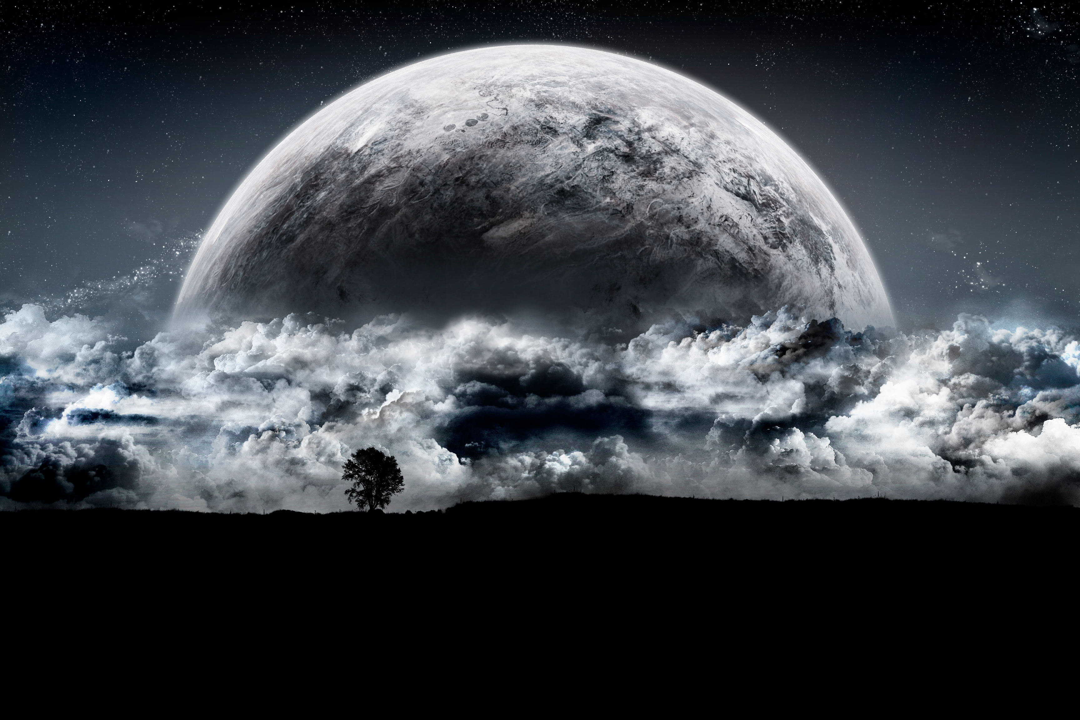 Moon, Landscape, Sci Fi, Planet, Sky, Planet Rise, 2K, HD Wallpaper