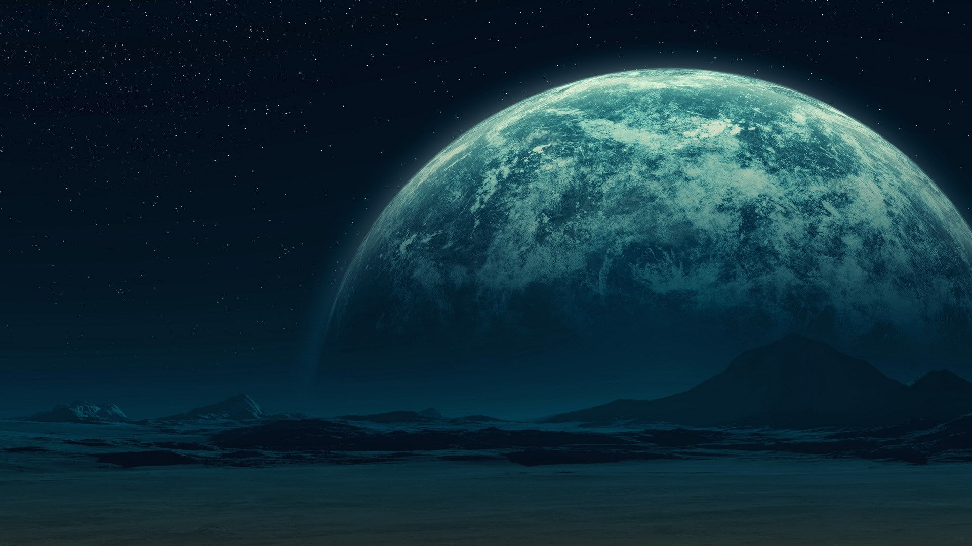 star - space, mountain, water, sky, milky way, planet rise, scenics - nature, environment, night, no people, planet - space, snowcapped mountain, galaxy, HD Wallpaper