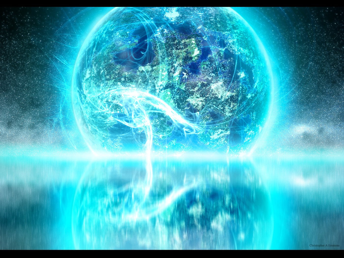 composite image, Sci Fi, auto post production filter, Artistic, nature, futuristic, bubble, motion, sea, planet earth, power in nature, Planet Rise, 720P, HD Wallpaper