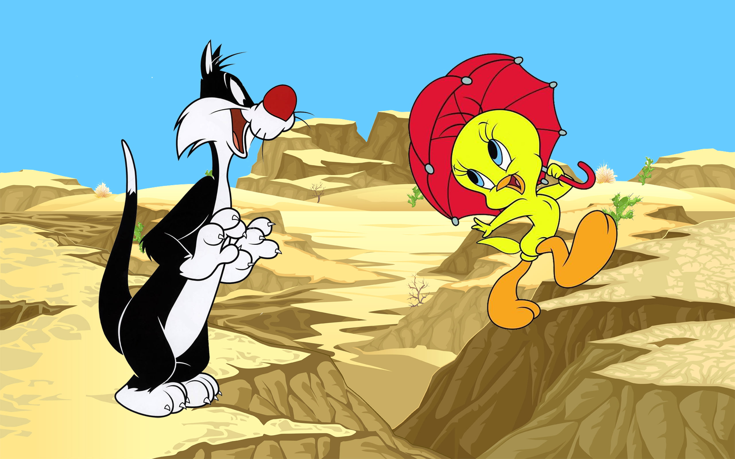 desktop, hd, bird, sylvester, 2K, cat, desert, cartoon, scenery, tweety, picture, HD Wallpaper