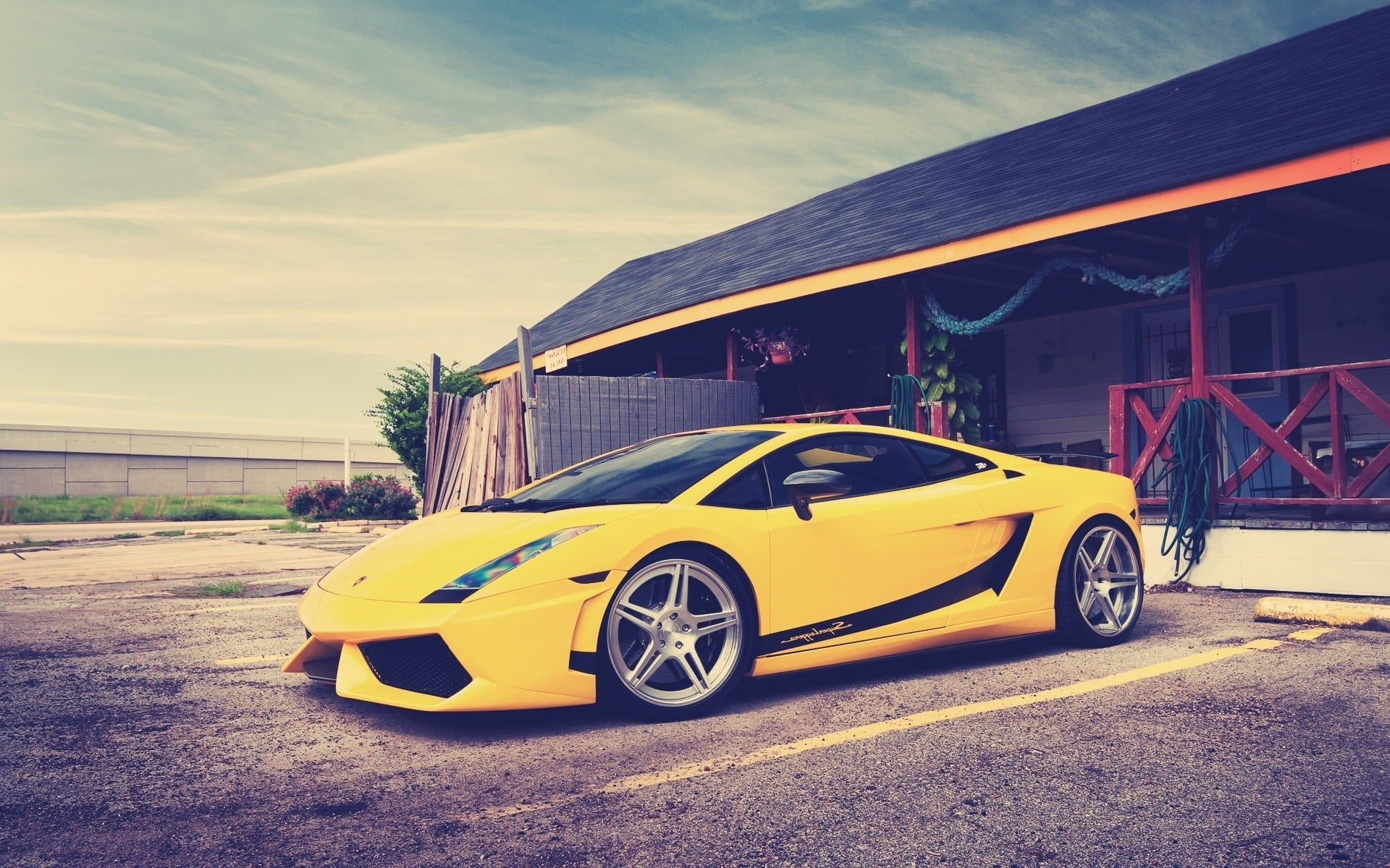 wheel, land vehicle, nature, outdoors, architecture, cloud - sky, transportation, sky, coupe, yellow, vintage car, no people, car, 1080P, mode of transportation, HD Wallpaper