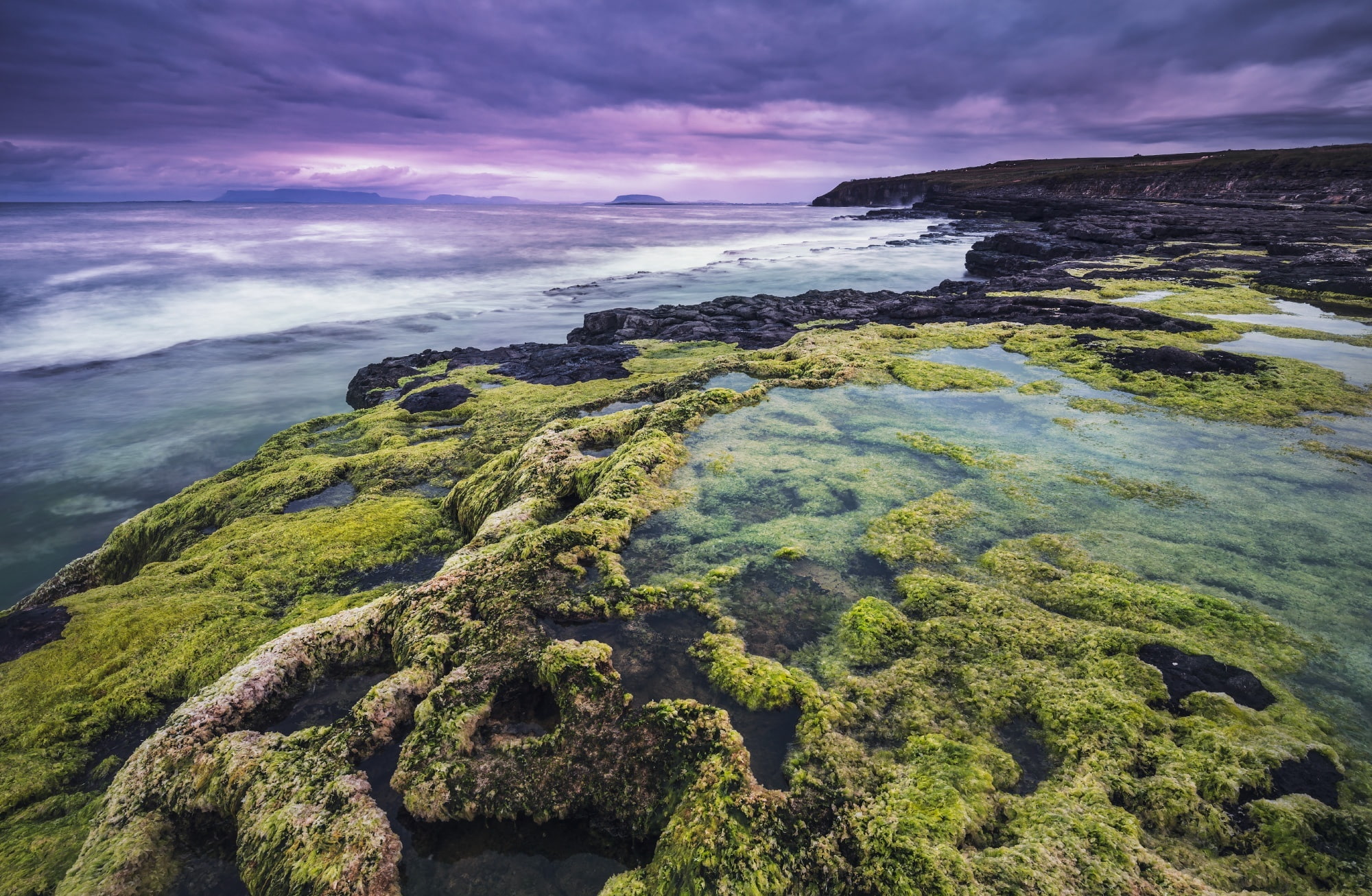 water, beauty in nature, Waves, moos, tranquil scene, wideangle, sea, moss, coastline, puddles, Coast, Green, algae, canon, Rocks, land, scenics - nature, HD Wallpaper