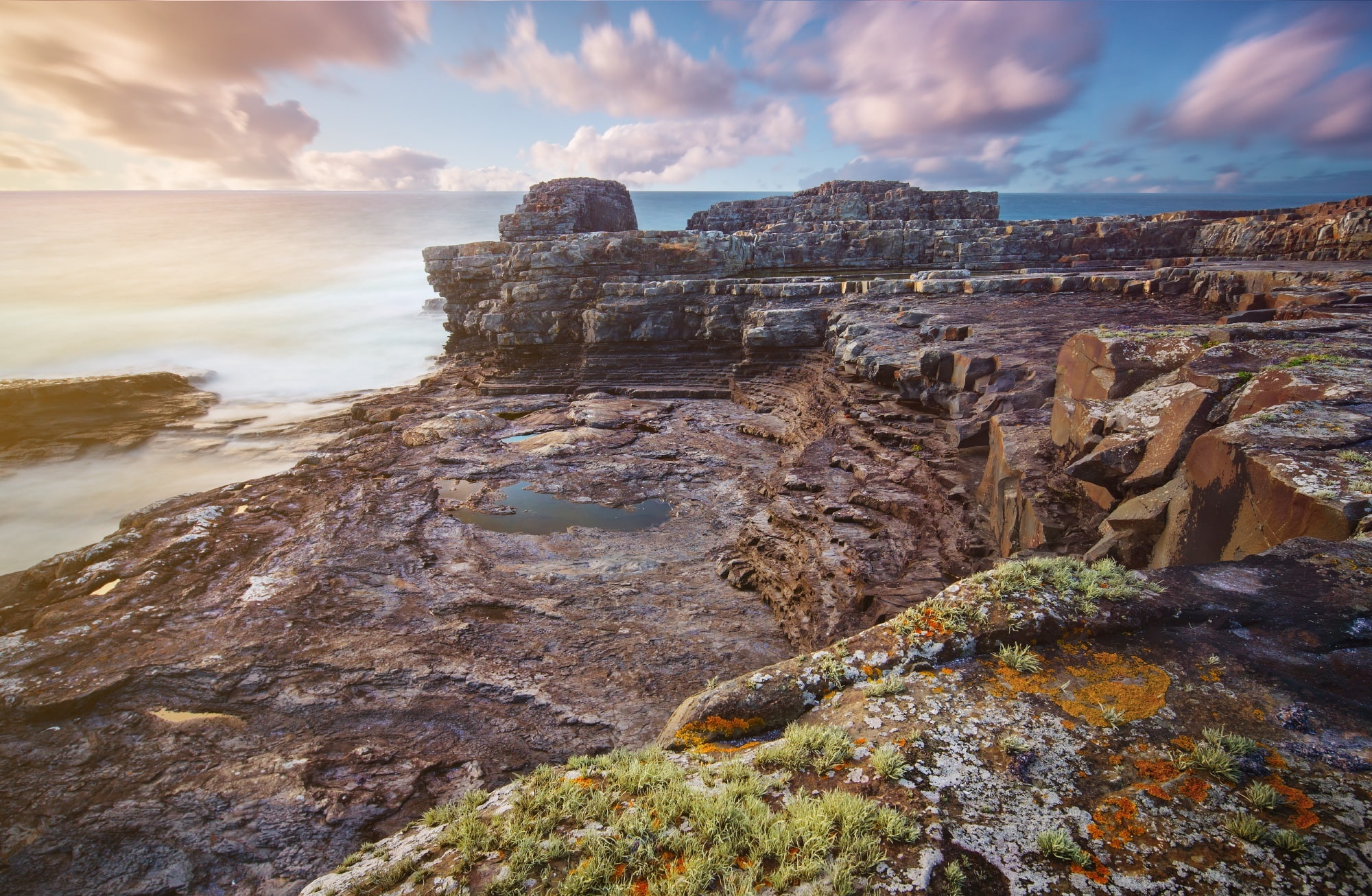 coastline, day, travel, solid, outdoors, rock, Colors, Clouds, Exposure, Light, Alien, rock formation, Ireland, 17mmf4, rock - object, Moss, tranquil scene, HD Wallpaper