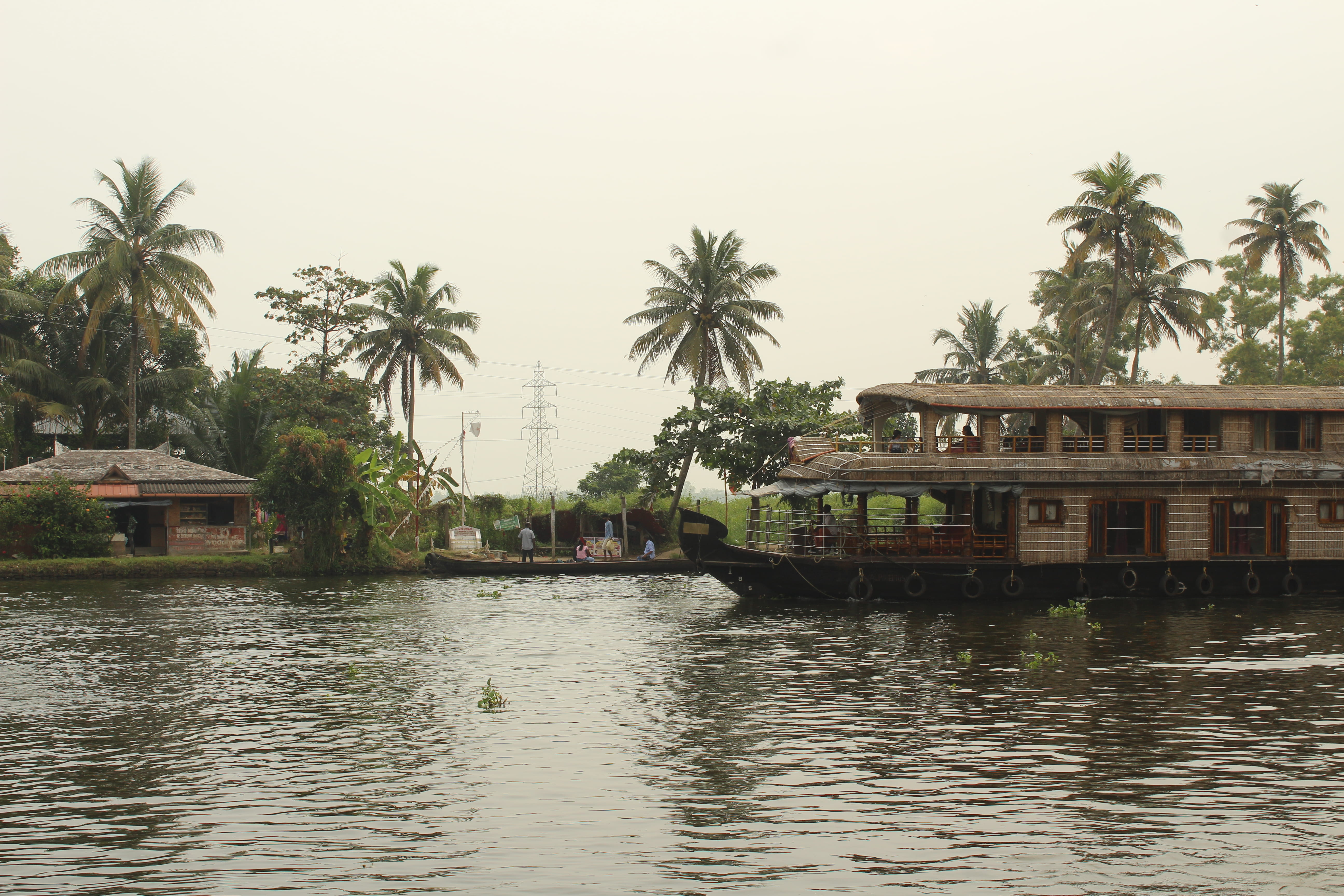 sky, Travel, tropical, garden, plant, nautical vessel, reflection, waterfront, houseboat, building exterior, 5K, summer, nature, canal, boat, day, outdoors, HD Wallpaper