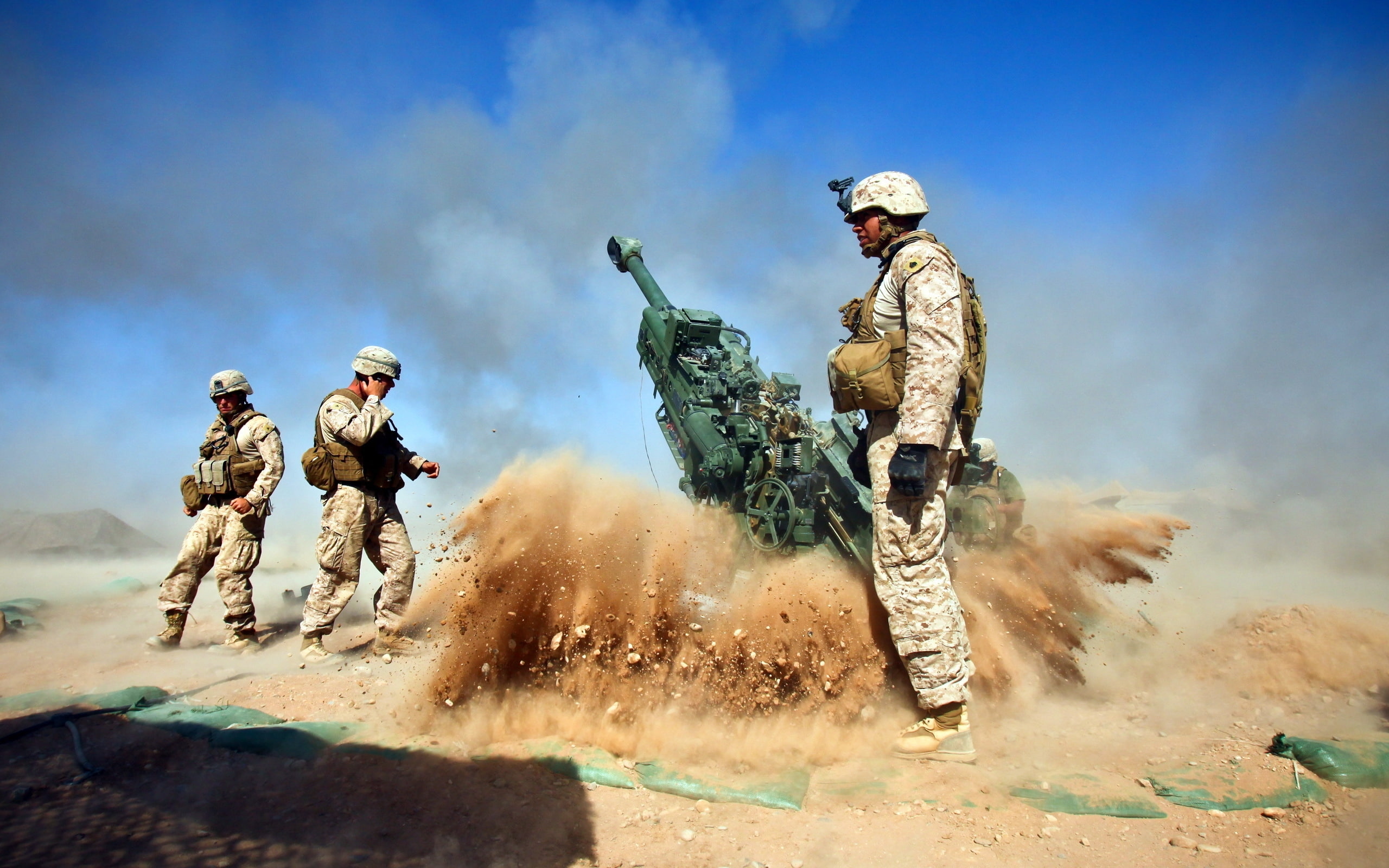 war, soldiers, war field, howitzer, 2K, tech, HD Wallpaper
