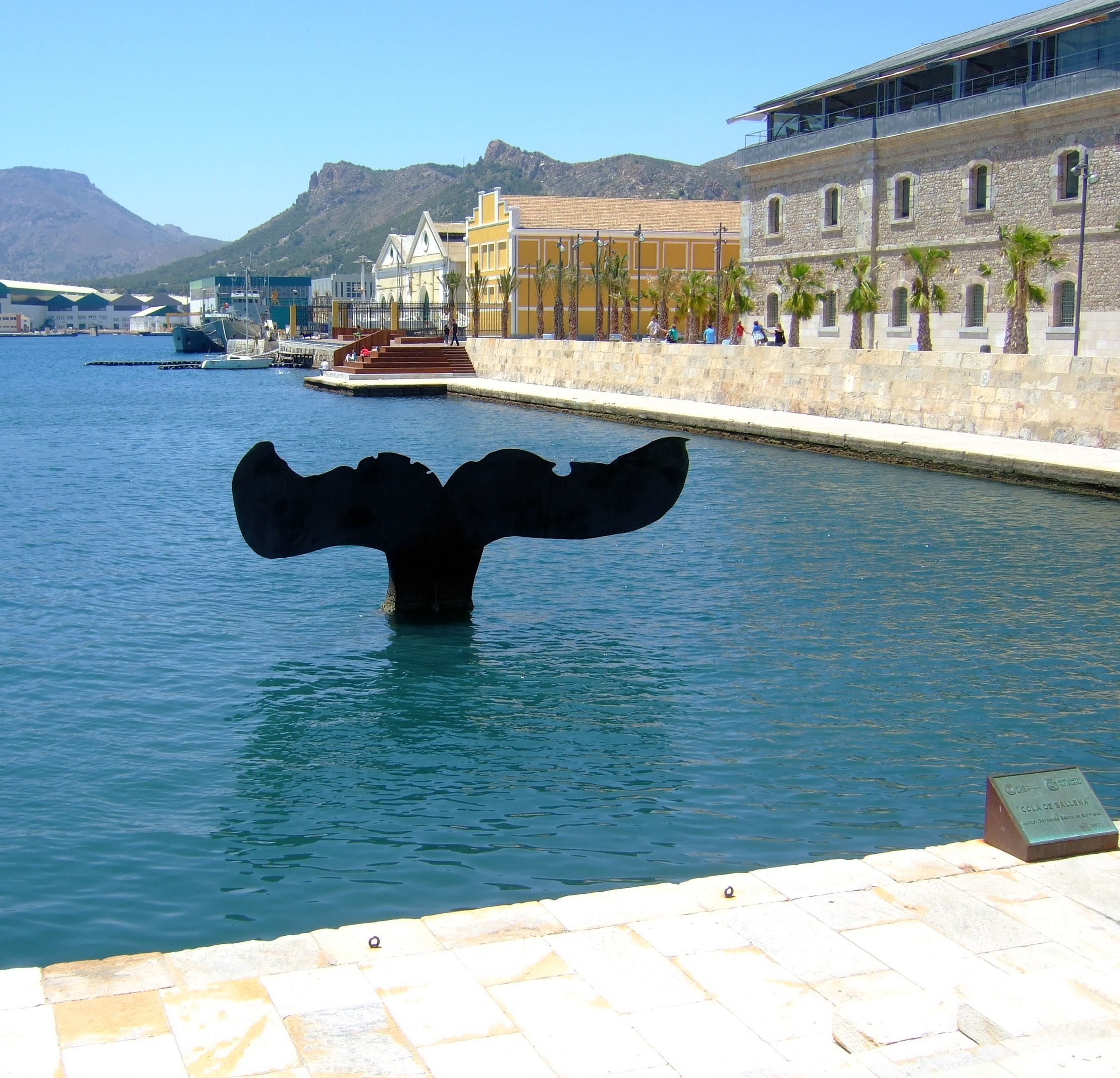 tail, 1080P, mountain, architecture, no people, reflection, representation, water, animal themes, outdoors, cartagena, dock, boats, whale, lake, murcia, HD Wallpaper
