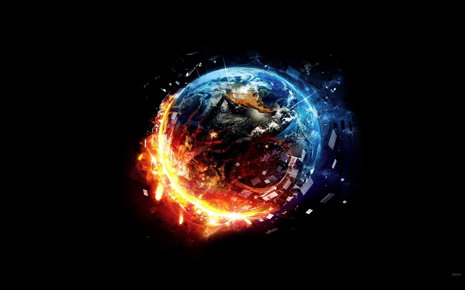 flame, blue, nature, space, fire - natural phenomenon, no people, fire, apocalyptic, star - space, light - natural phenomenon, burning, planet, HD Wallpaper