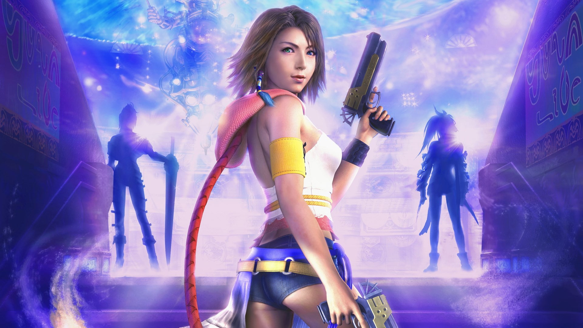 digital composite, technology, final fantasy x 2, long hair, night, adult, light, women, beautiful woman, music, 1080P, young women, people, portrait, HD Wallpaper
