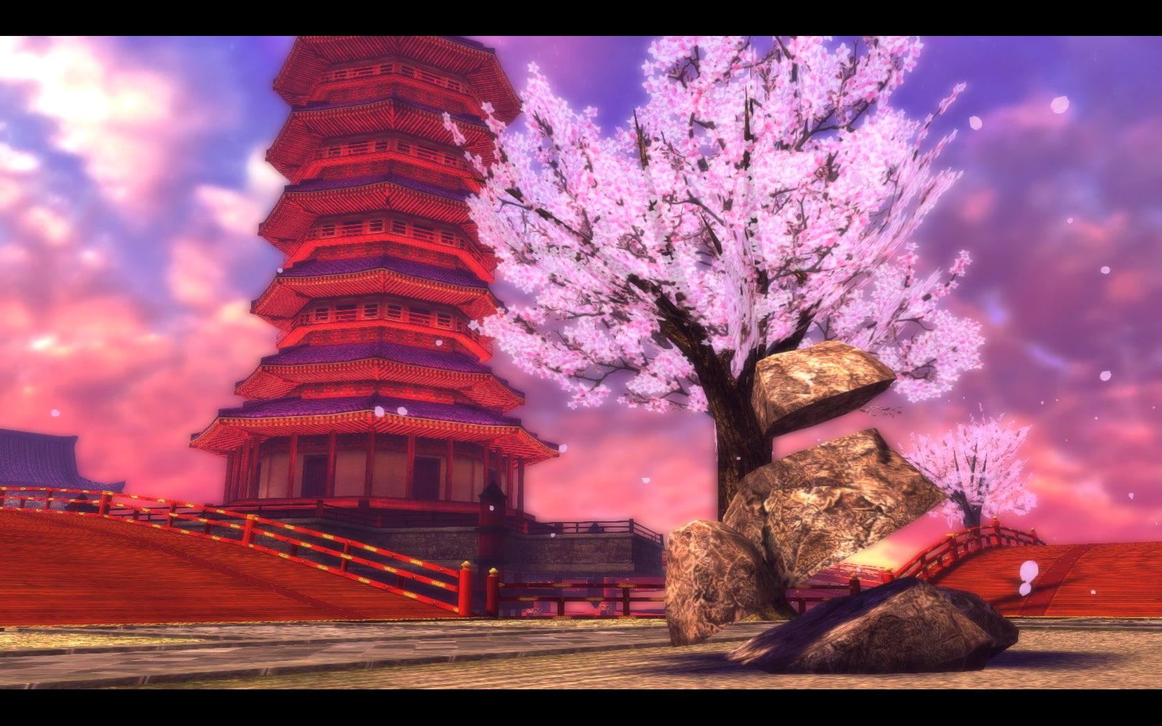 auto post production filter, plant, Fate/Stay Night: Unlimited Blade Works, outdoors, architecture, cherry blossom, built structure, religion, Fate/Extra, HD Wallpaper