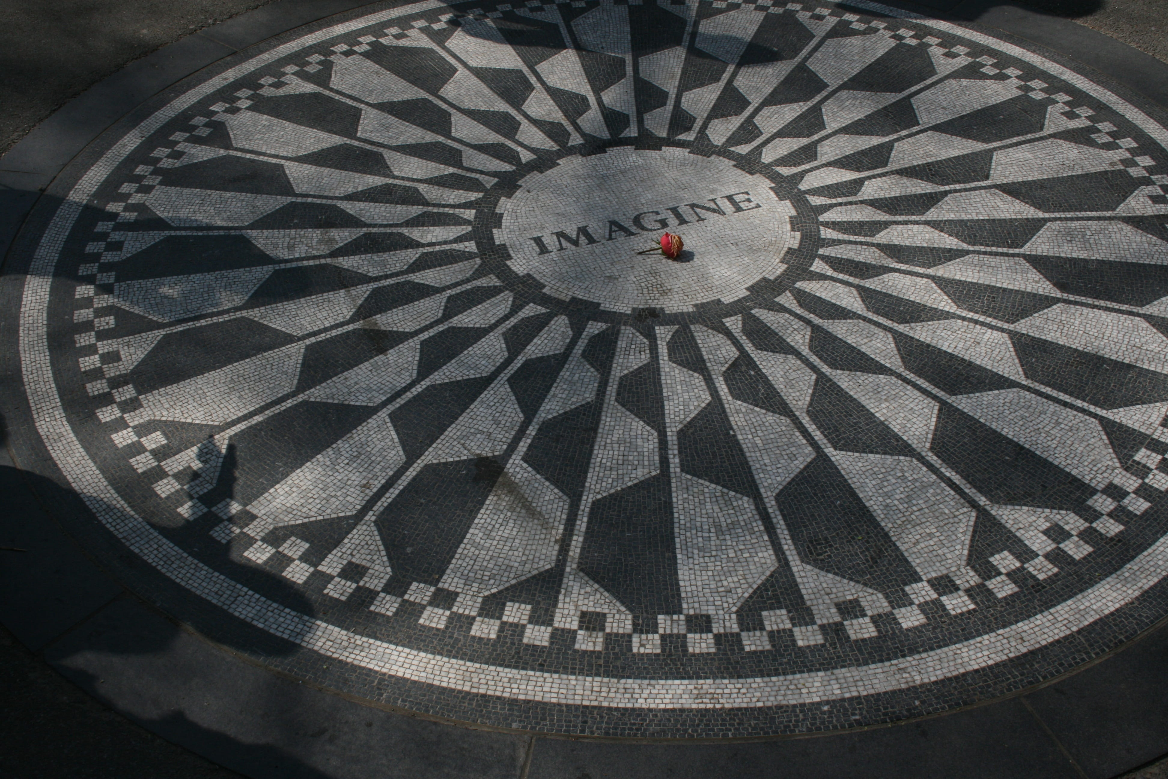 built structure, metal, close-up, architecture, circle, directly above, nyc, pattern, shape, monument, day, john lennon, central park, design, imagine tribute, HD Wallpaper