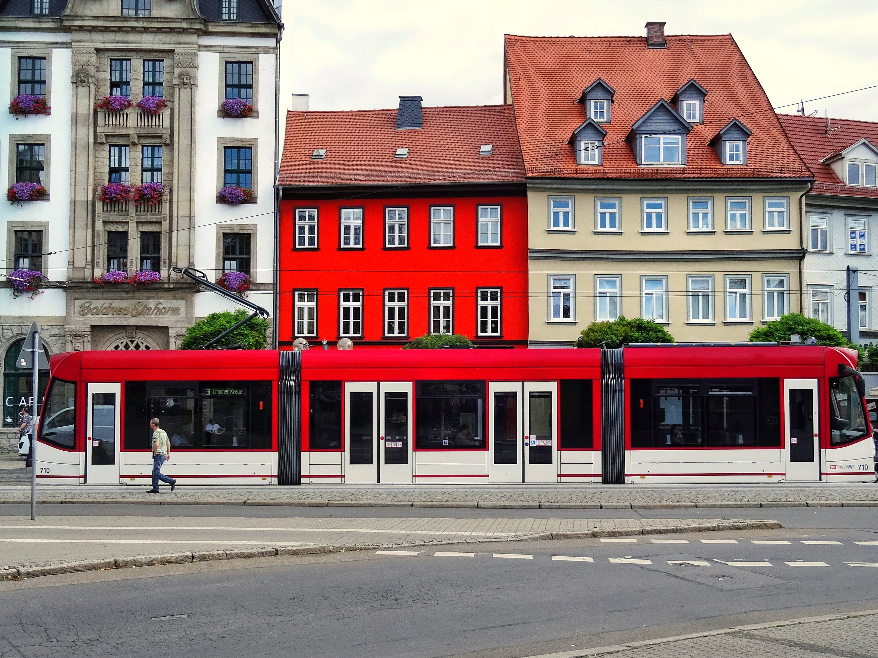 neighborhood, bus, painted, intersection, house, window, downtown, row house, town, tarmac, nature, building, sidewalk, built structure, residential district, HD Wallpaper