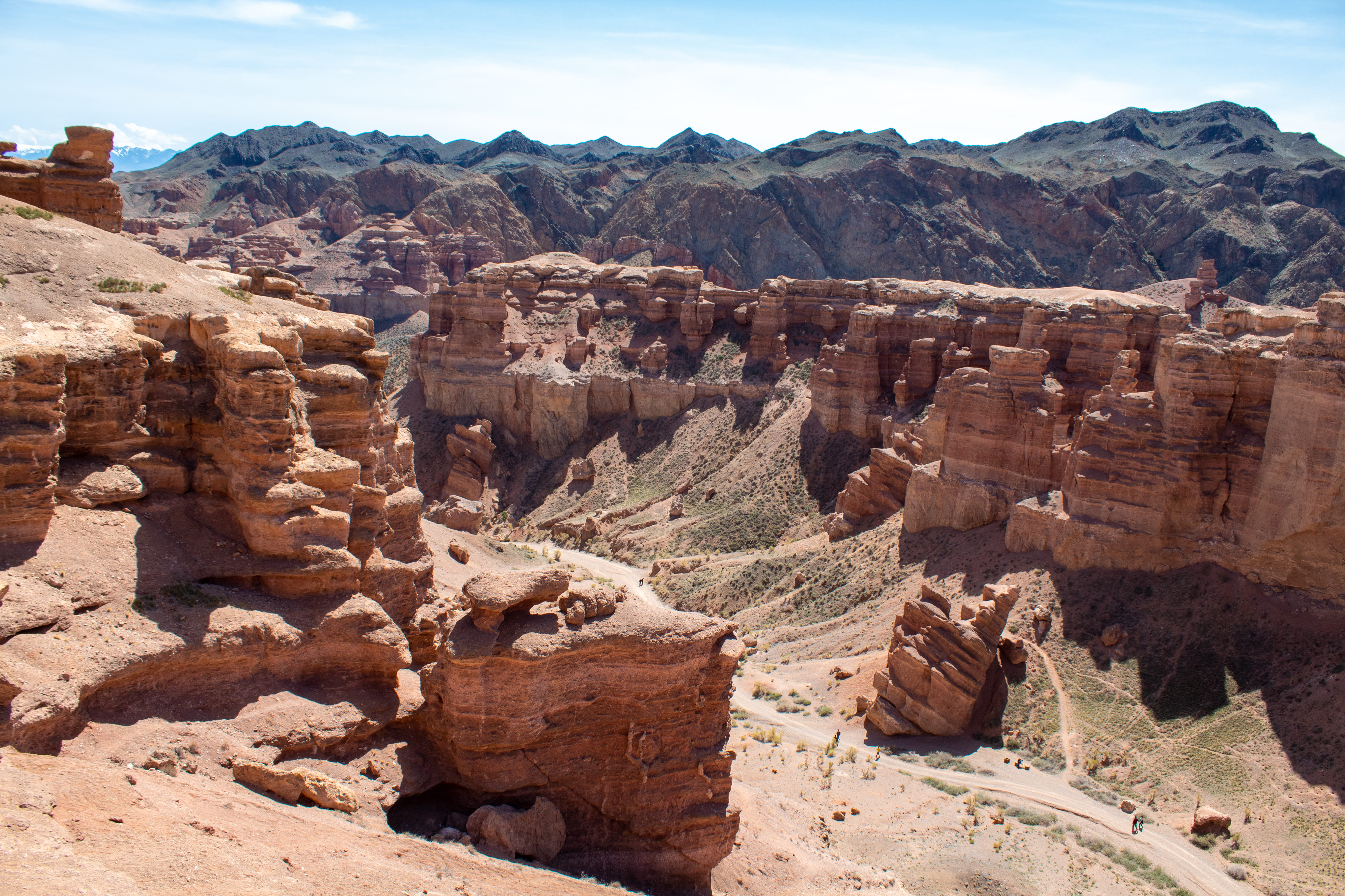 beauty in nature, remote, kazakhstan, mountain, architecture, road, canyon, climate, plateau, cliff, wilderness, geology, mesa, arid climate, scenics - nature, HD Wallpaper
