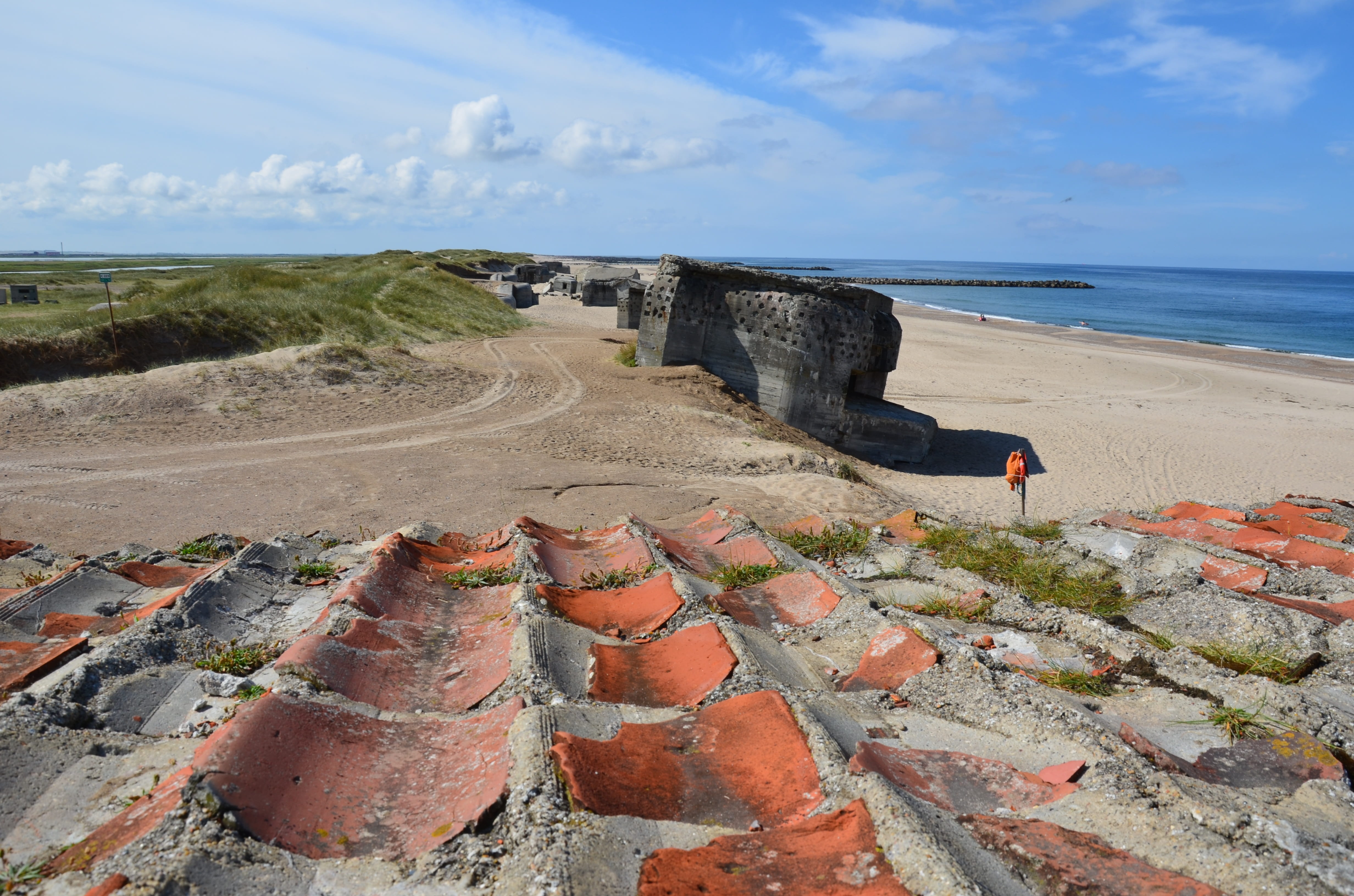 day, holiday, wave, horizon, north sea, tranquility, scenics - nature, idyllic, beach, history, atlantic wall, blaavand, 4K, dune, water, sea, non-urban scene, HD Wallpaper