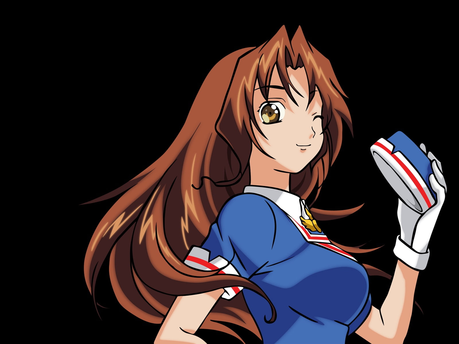 haired, character, spirituality, one person, clothing, holding, anime, casual clothing, wink, human representation, craft, representation, hat, red, studio shot, HD Wallpaper