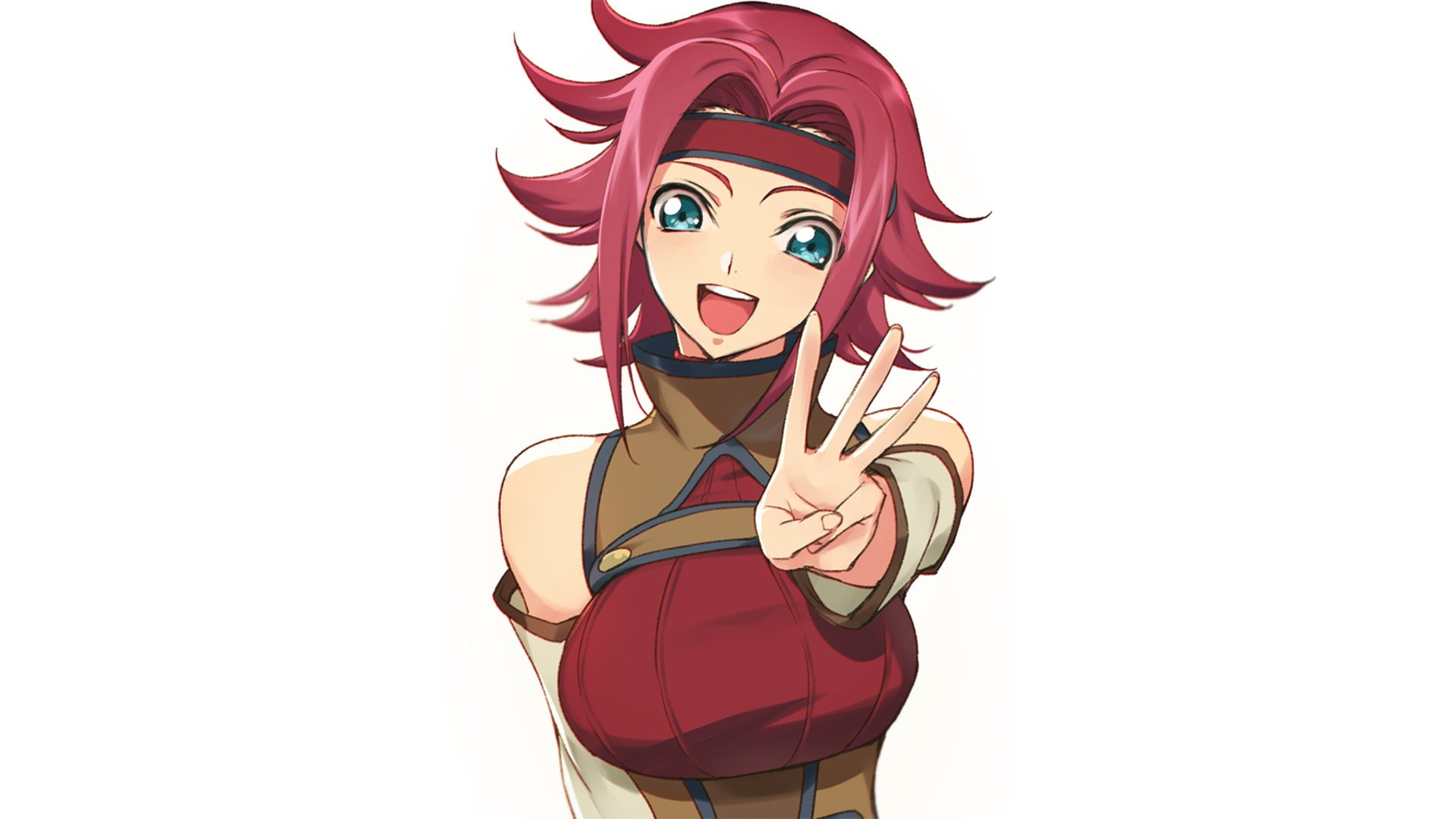copy space, females, women, Anime, beautiful woman, one person, standing, human face, red, Kallen Kōzuki, lifestyles, adult, emotion, portrait, cut out, HD Wallpaper
