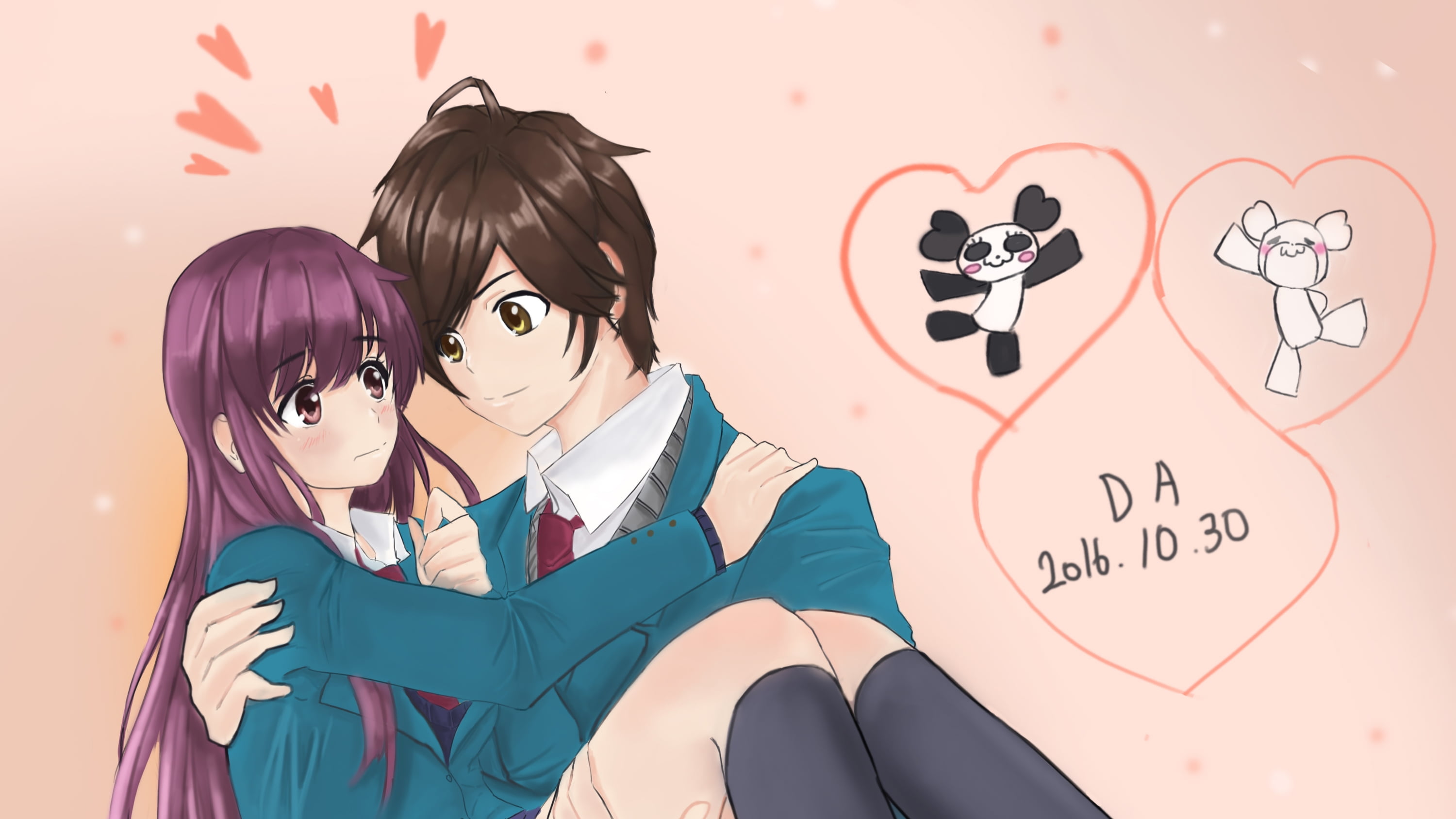 2K, Kokuhaku Yokou Renshuu Series, Souta Mochizuki, Itsudatte Bokura no Koi wa 10 Centi Datta., Akari Hayasaka, HD Wallpaper