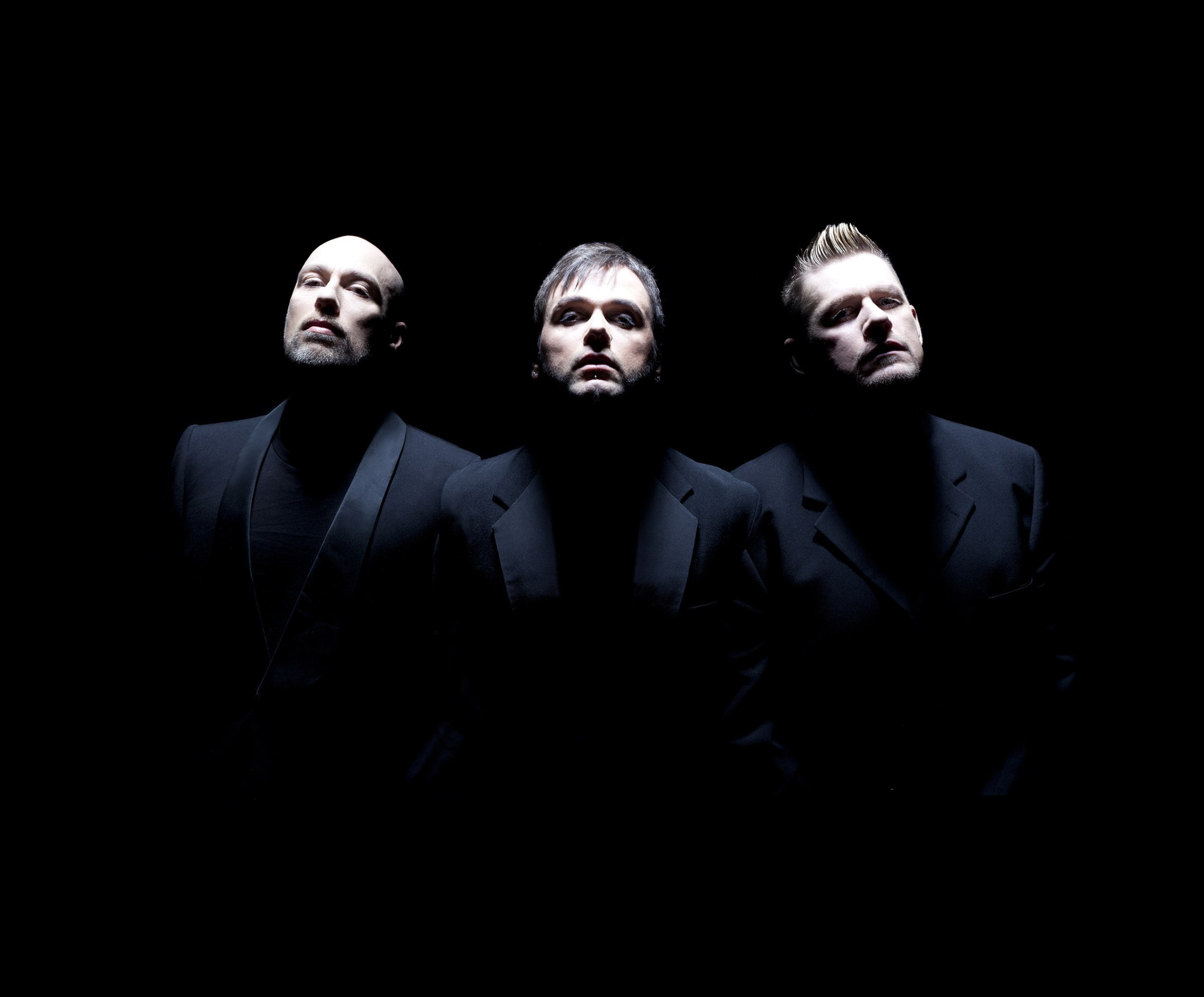Oomph!, young adult, males, dark, indoors, adult, well-dressed, young men, people, 1080P, Flux, multiple image, digital composite, three, front view, looking at camera, HD Wallpaper