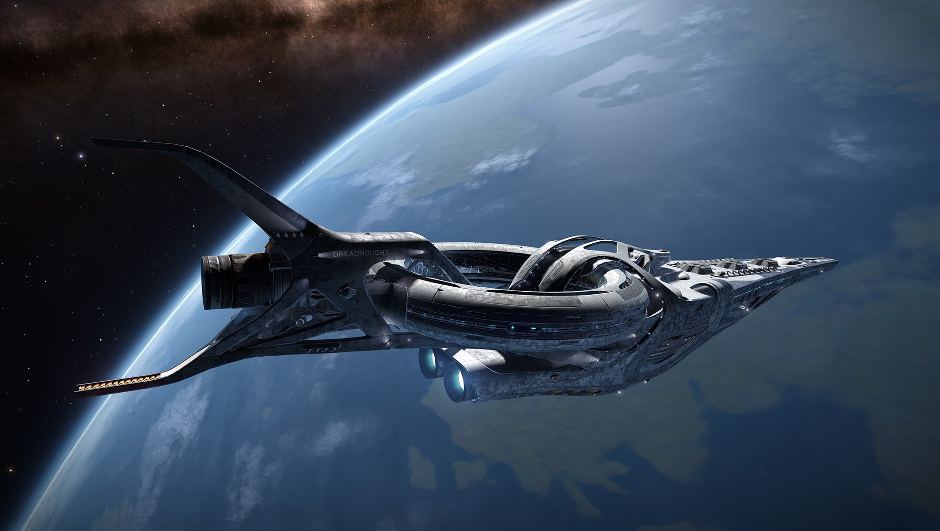 planet earth, water, Futuristic, outdoors, artwork, transportation, mode of transportation, 1080P, adventure, Simulator, Elite, spaceship, sky, blue, nature, HD Wallpaper