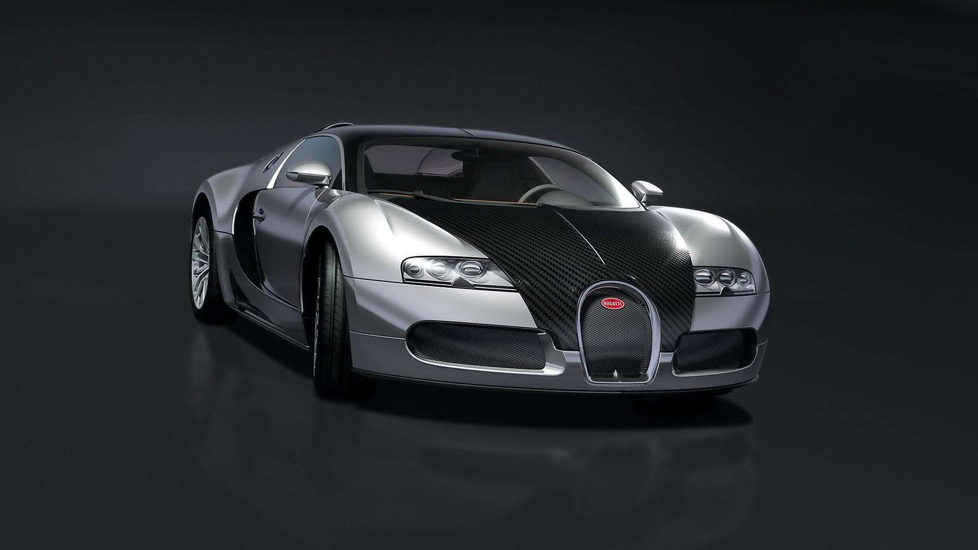 veyron, pur sang, pur, bugatti, supercar, 1080P, gray, black, sang, cars, car, HD Wallpaper