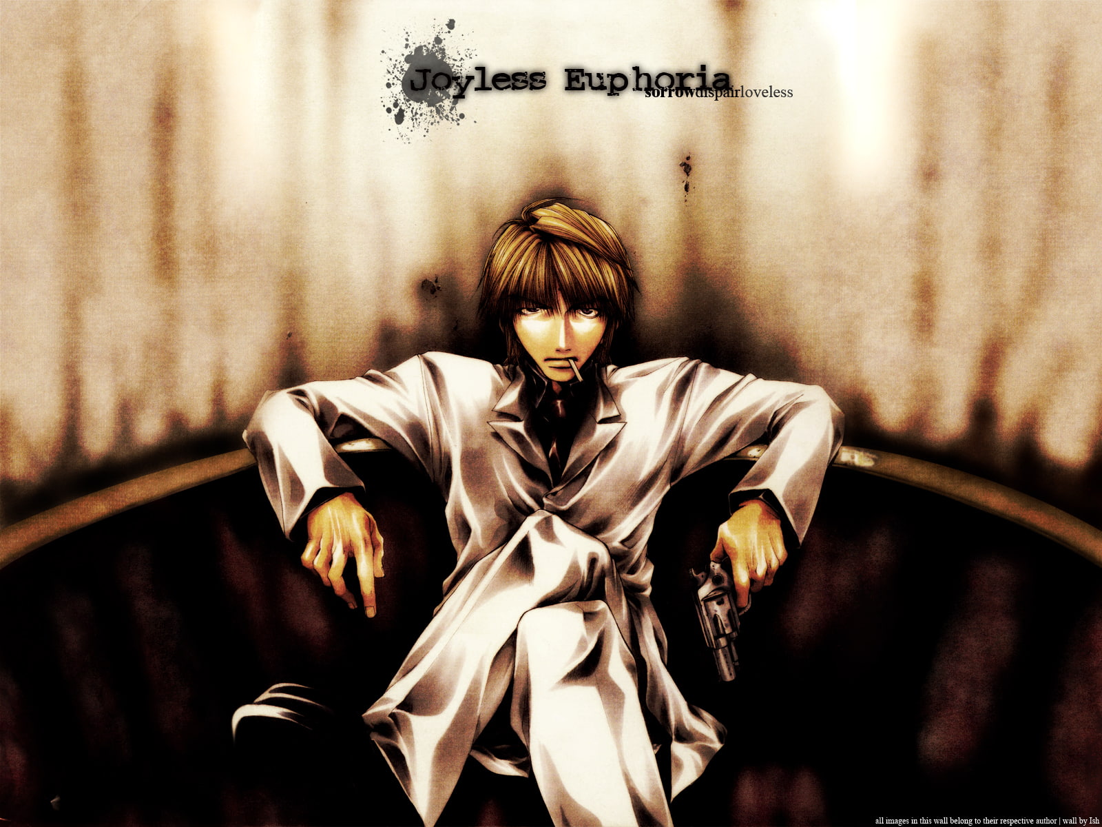 720P, genjo, smoking, gun, sanzo, suit, weapon, saiyuki, HD Wallpaper