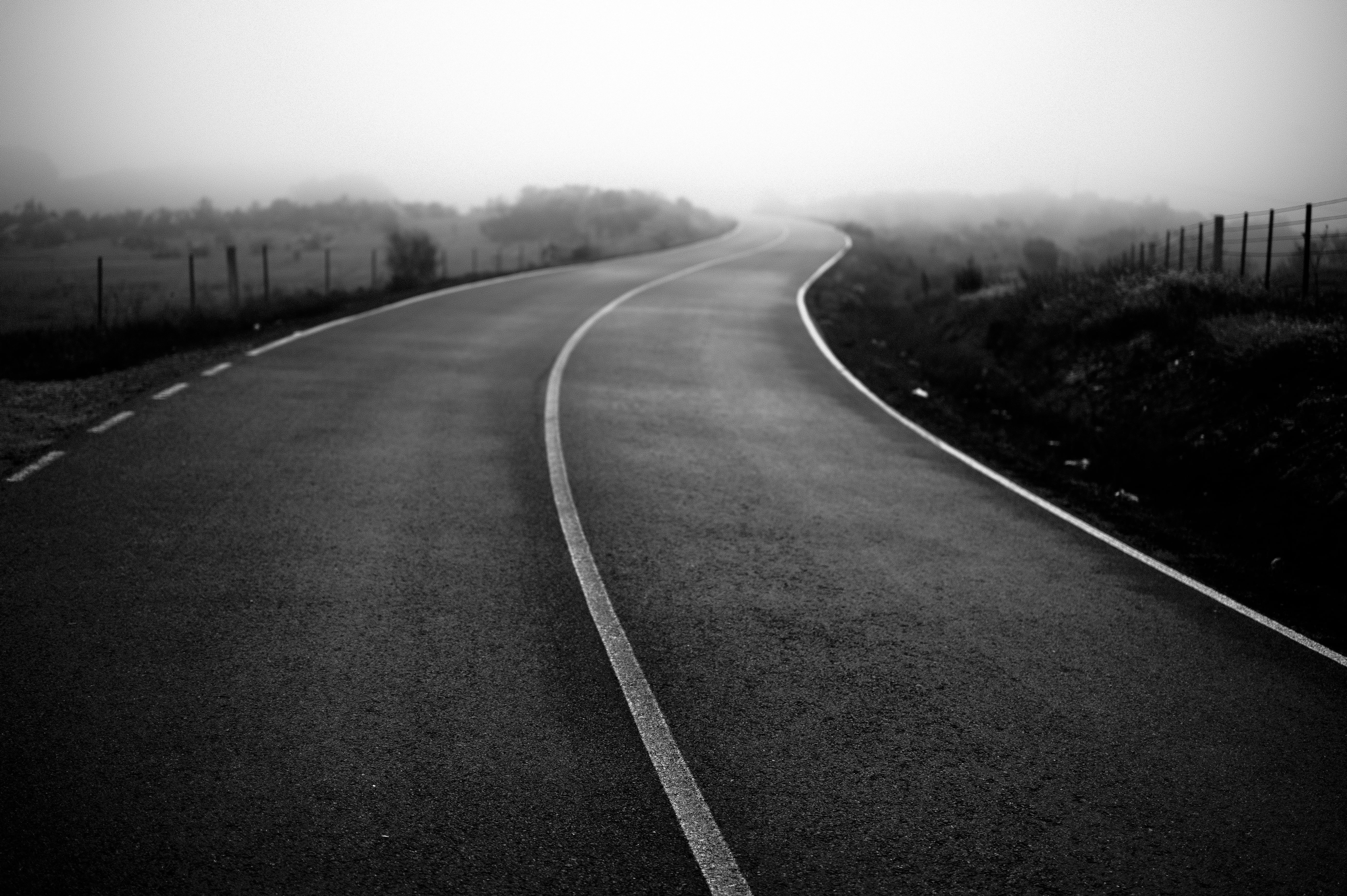 landscape, nature, PHOTOS, Summicron, photography, road, asphalt, fog, transportation, Special, concrete, 5K, Monochrom, monochrome, artists, New Year, HD Wallpaper