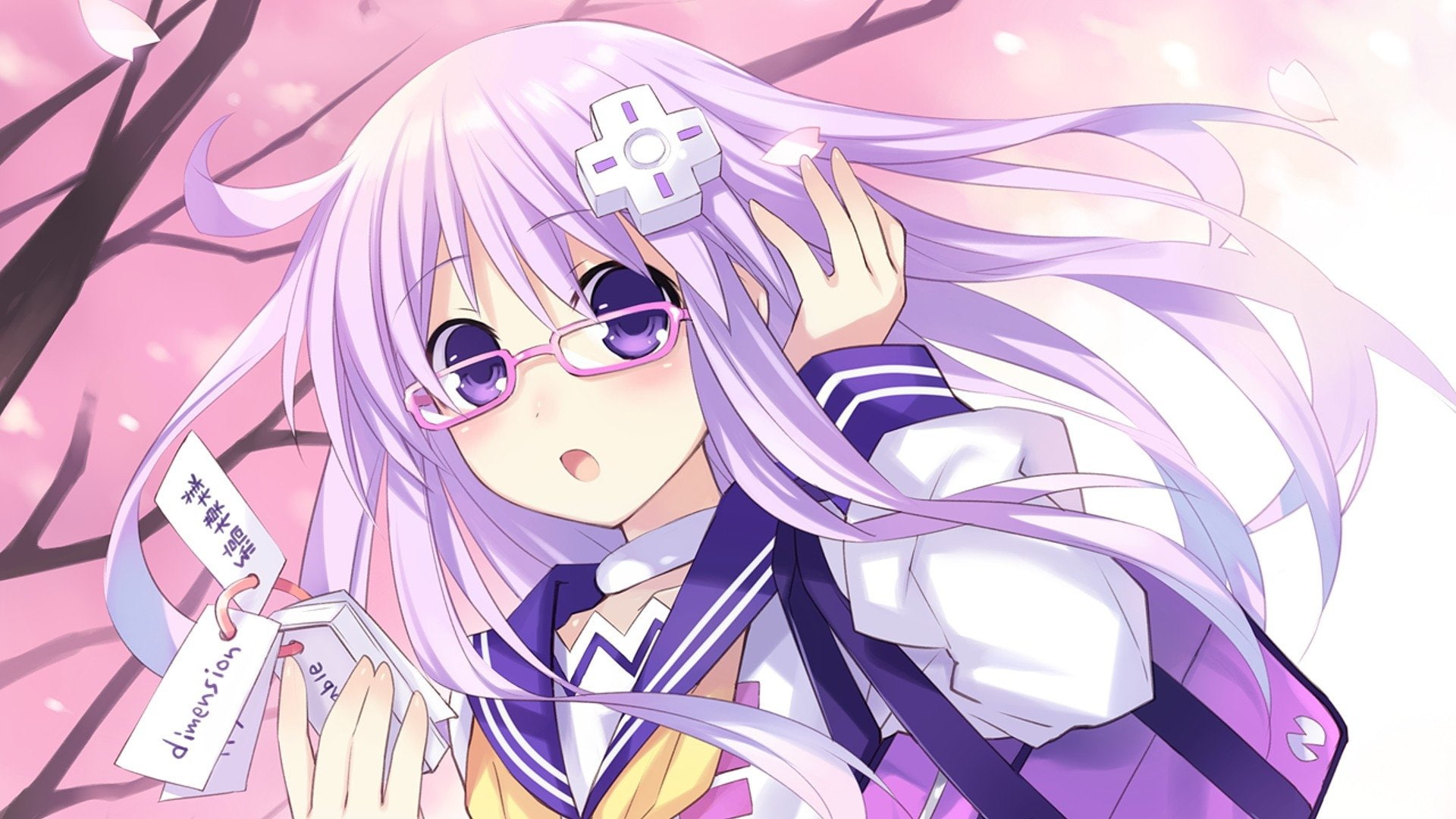 1080P, Cherry Blossom, Nepgear (Hyperdimension Neptunia), Video Game, Hyperdimension Neptunia, HD Wallpaper