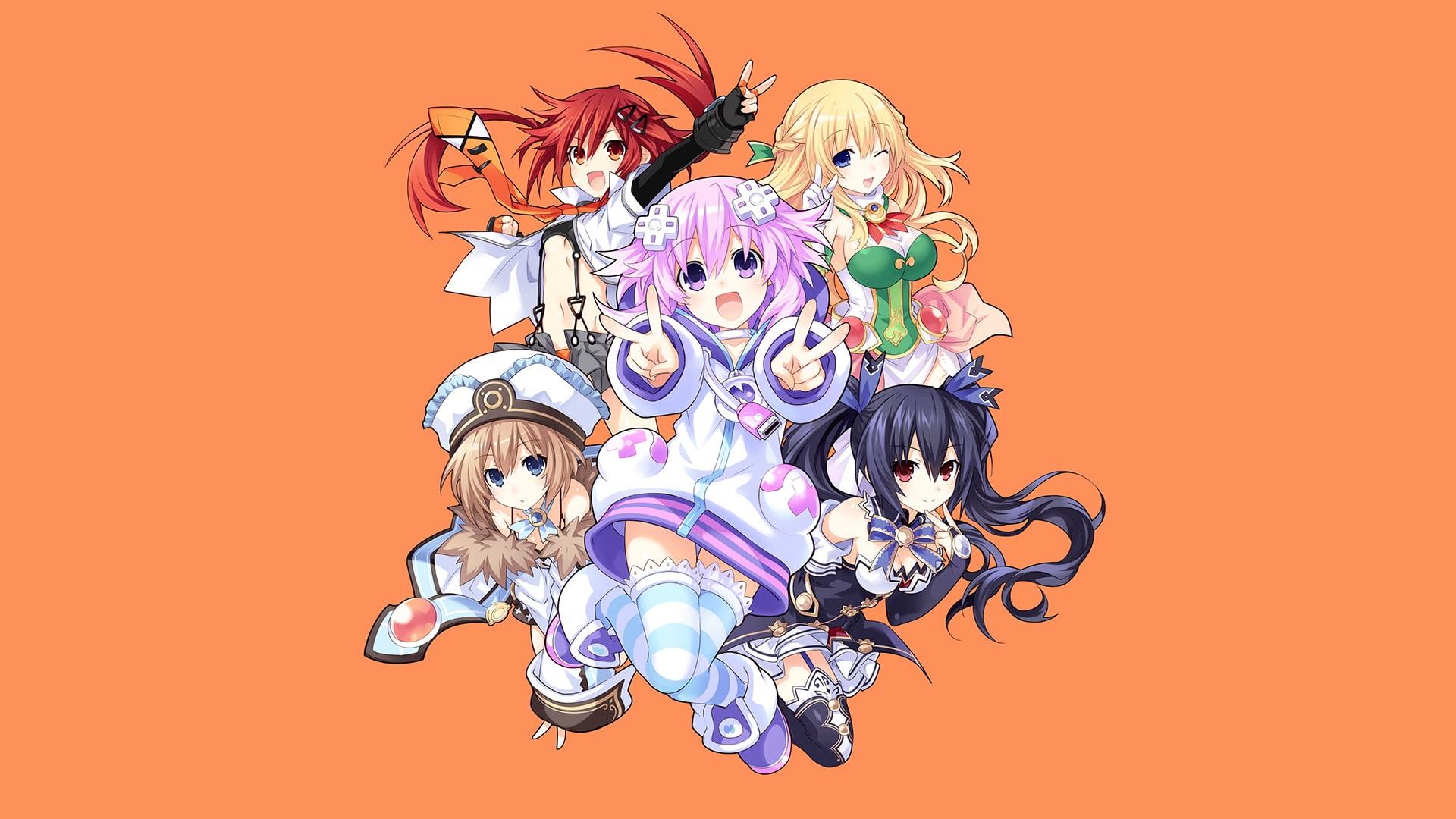 Video Game, Anime, Noire (Hyperdimension Neptunia), Vert (Hyperdimension Neptunia), Blanc (Hyperdimension Neptunia), 1080P, Uzume Tennouboshi, Neptune (Hyperdimension Neptunia), HD Wallpaper