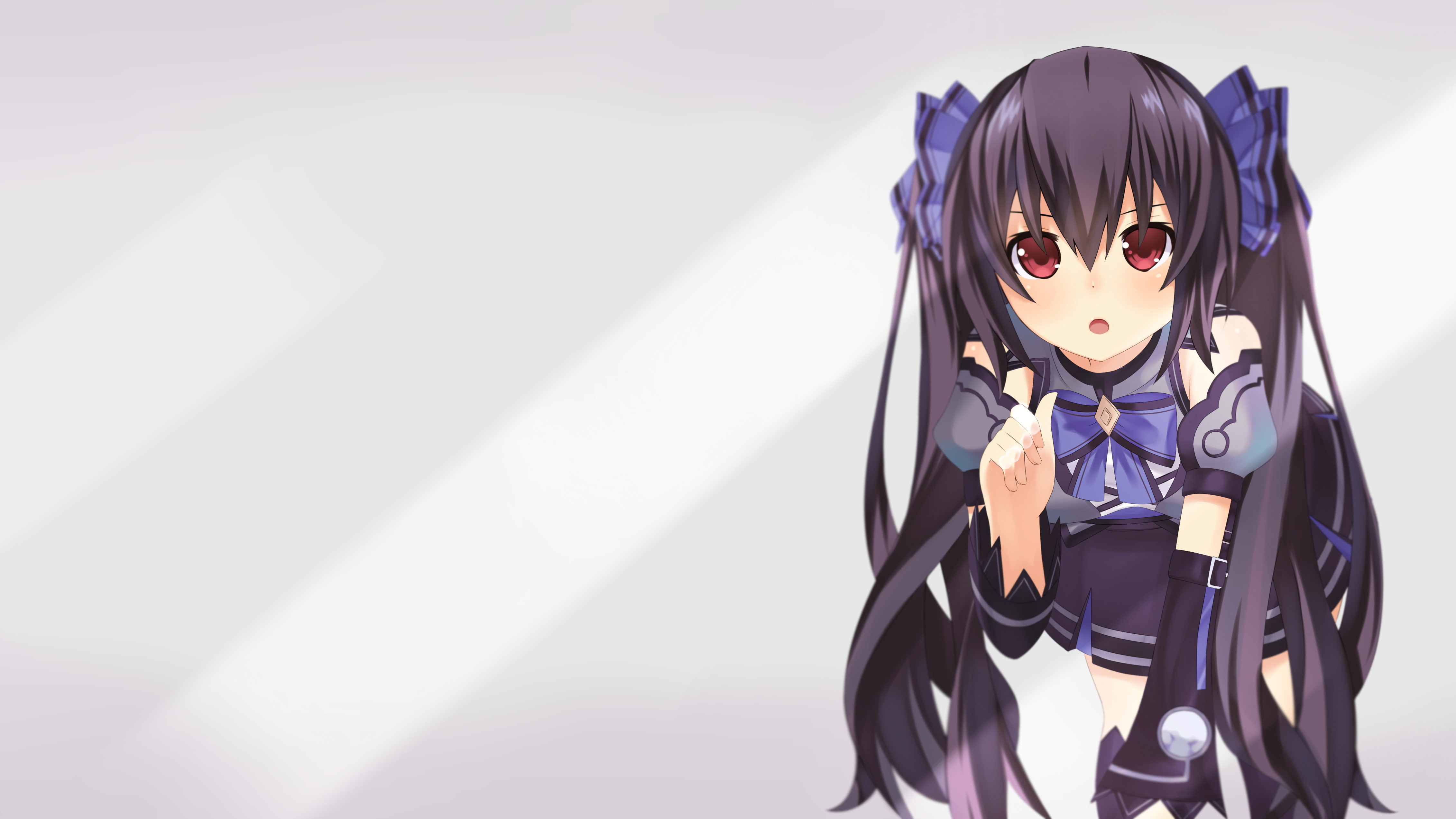 costume, representation, childhood, purple, lifestyles, disguise, 4K, standing, noire, women, waist up, innocence, portrait, red eyes, indoors, hyperdimension neptunia, HD Wallpaper