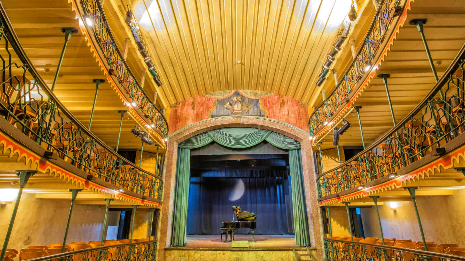 scene, balcony, Minas Gerais, Ouro Preto, 1080P, hall, Brazil, piano, municipal theatre, HD Wallpaper